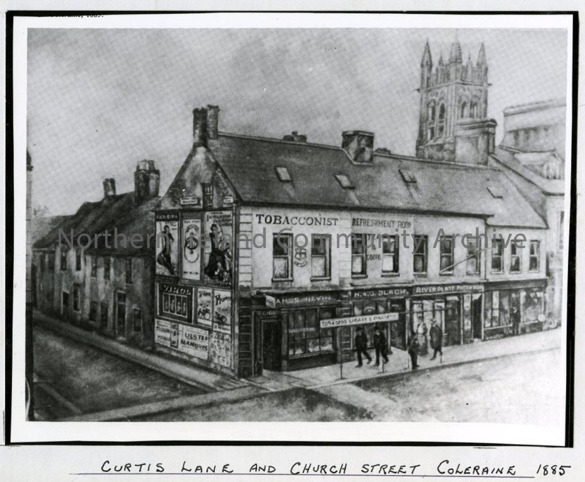 Curtis Lane and Church Street Coleraine, 1885 NI Archive