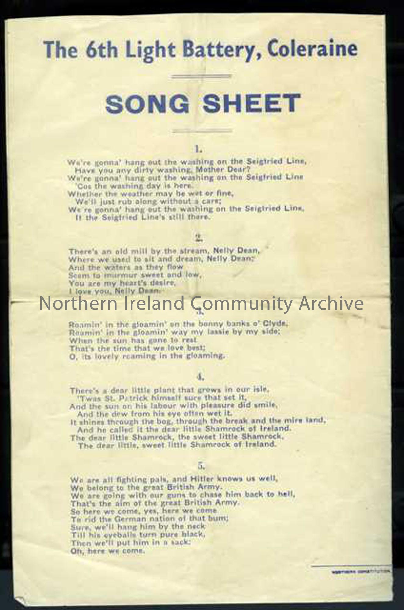 Song sheet