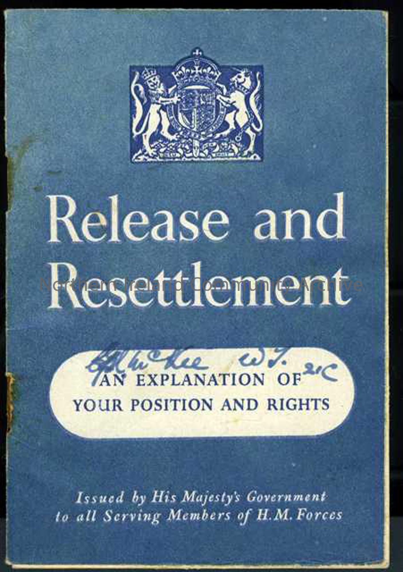 ‘Release and Resettlement’ booklet on a soldiers rights