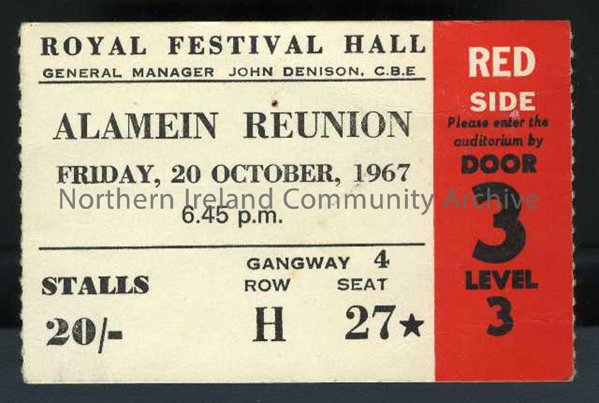 Alamein Reunion at Royal Albert Hall card