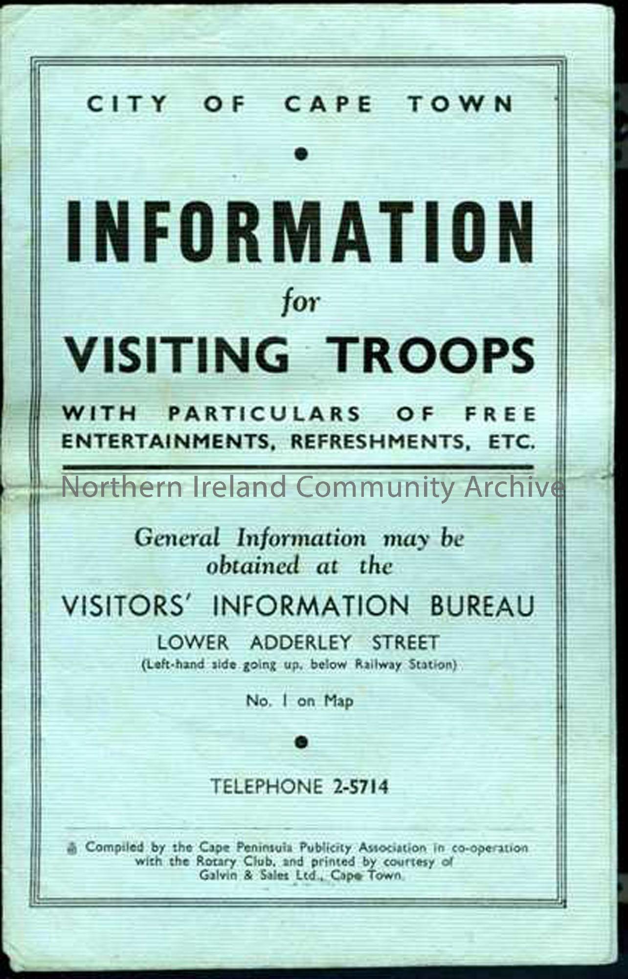 ‘Information for Visiting Troops’ leaflet
