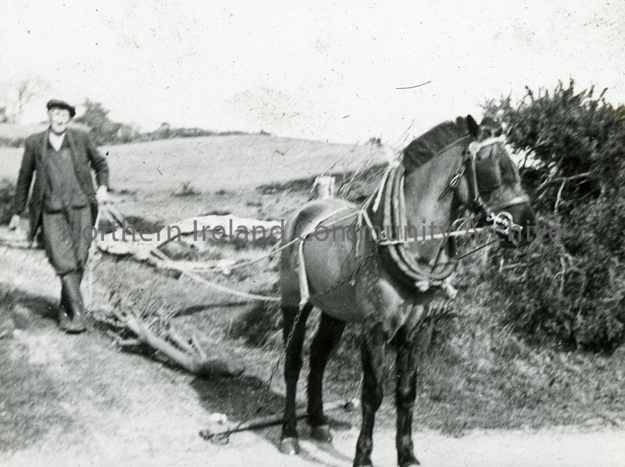 Ploughing at Lough Fea as titled by Sam Henry