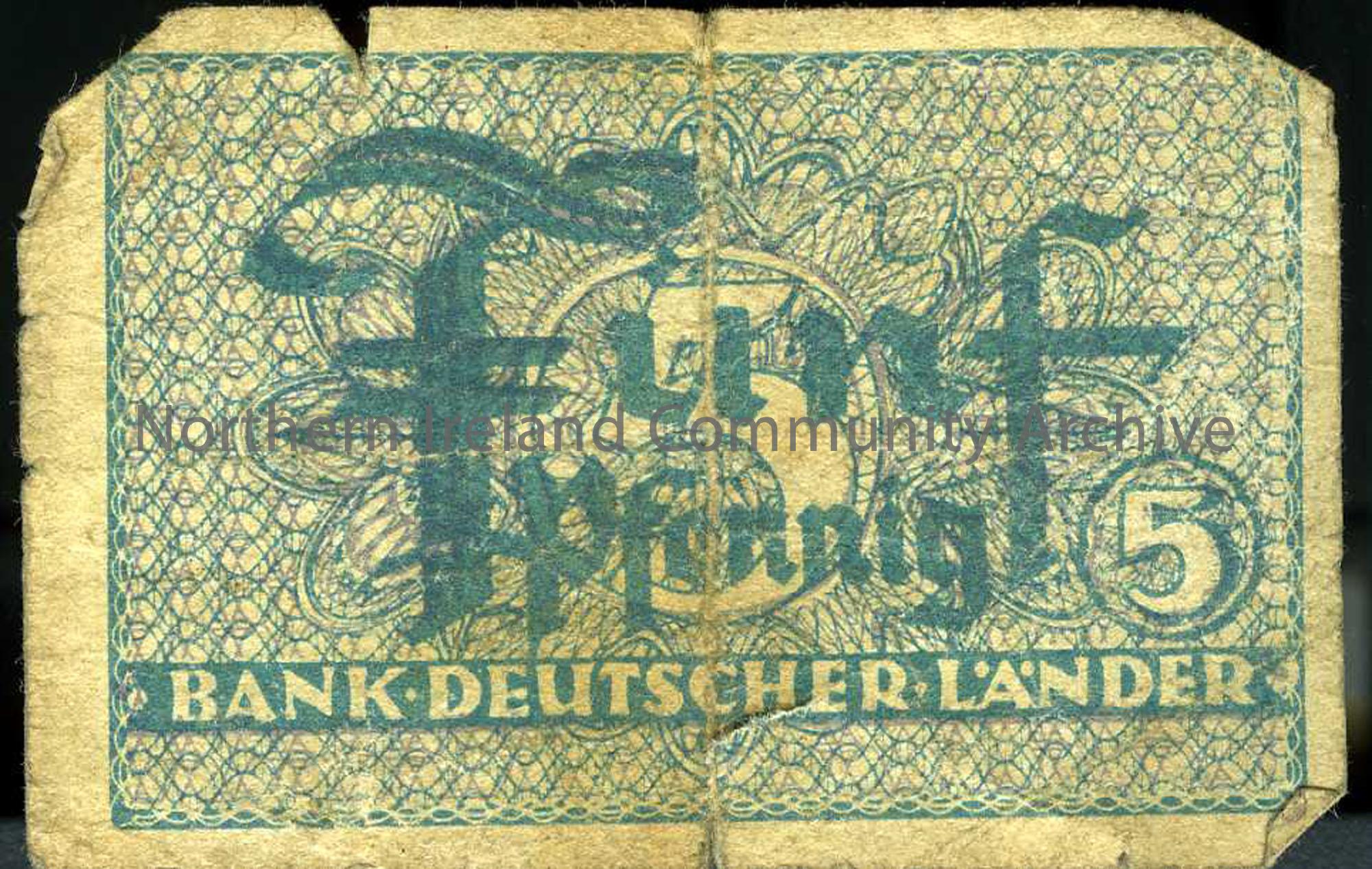 German bank note for 5 marks