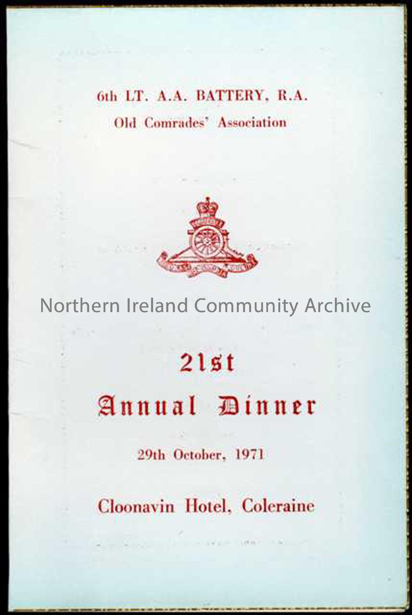 21st Annual reunion dinner leaflet