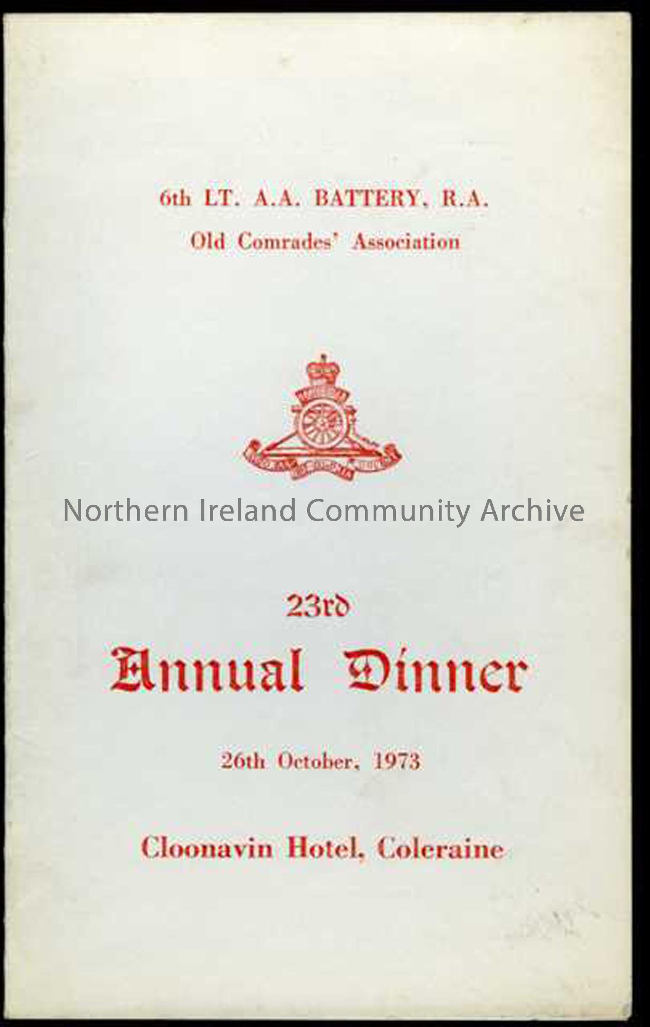 23rd Annual reunion dinner leaflet