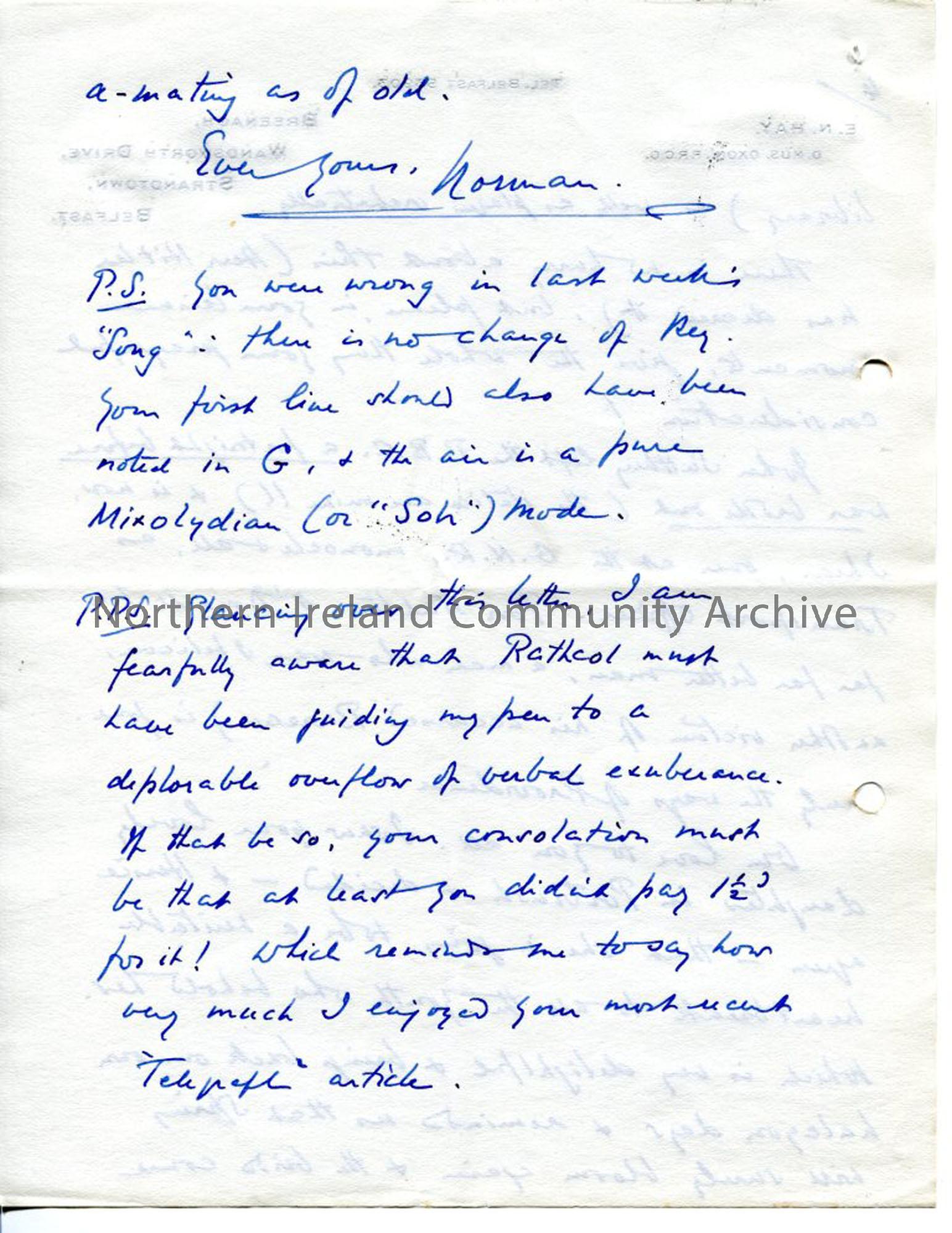 Page 8 of 8 – Letter from Norman Hay, 27.9.1939