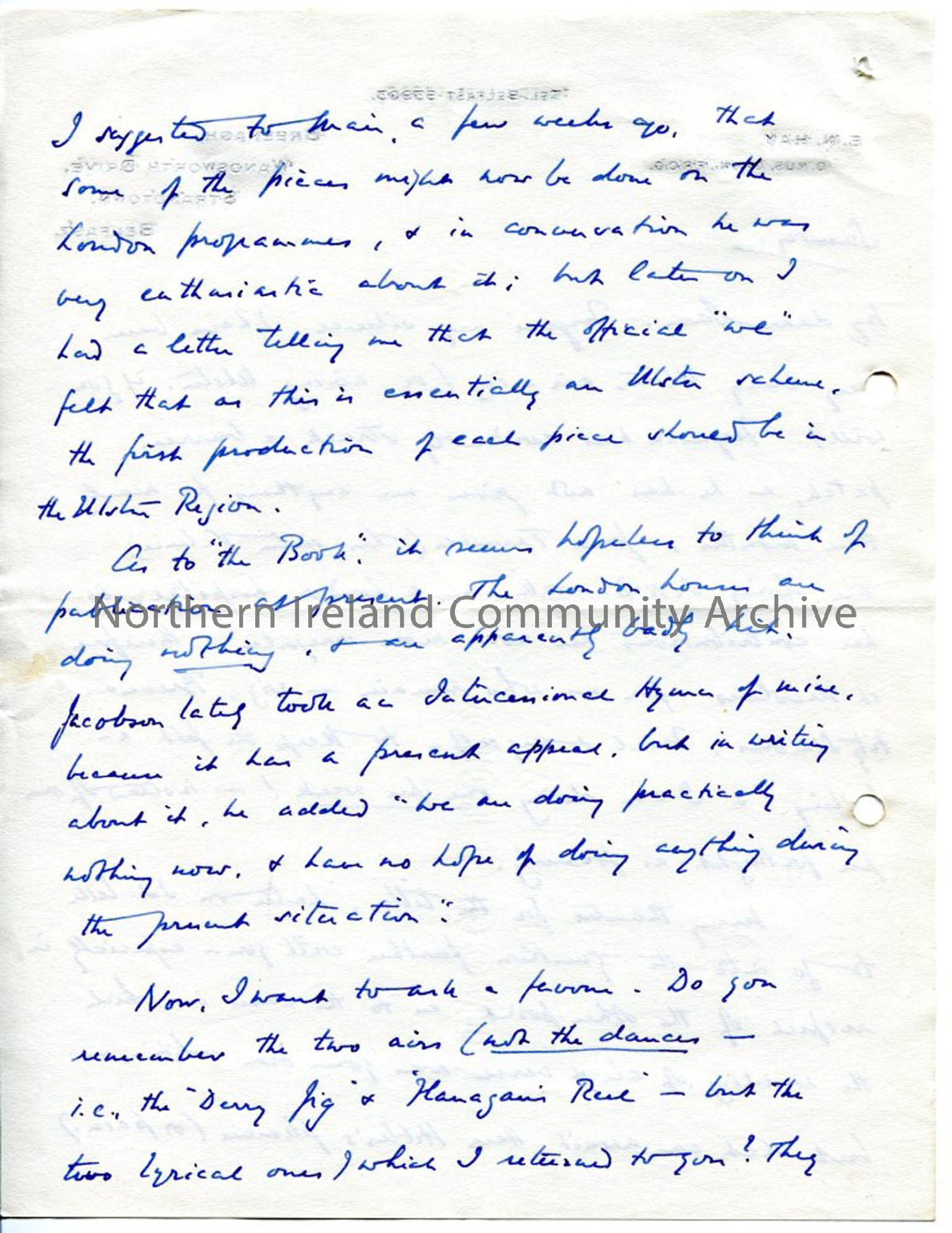 Page 2 of 3 – Letter from Norman Hay, no date recorded