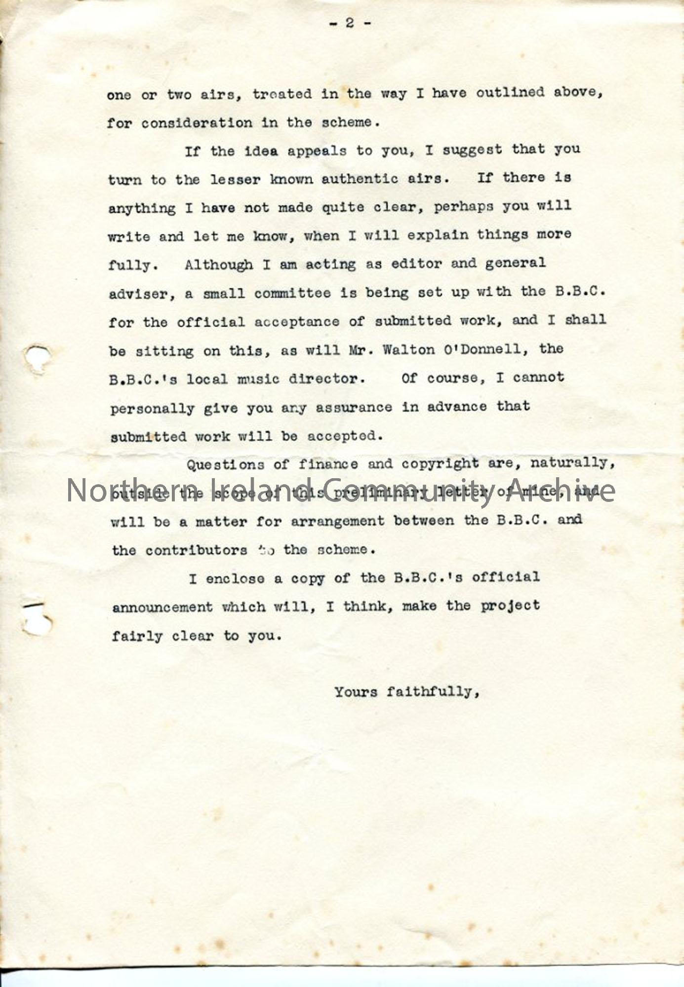 Page 2 of 2 – Typed letter from Norman Hay, no date recorded