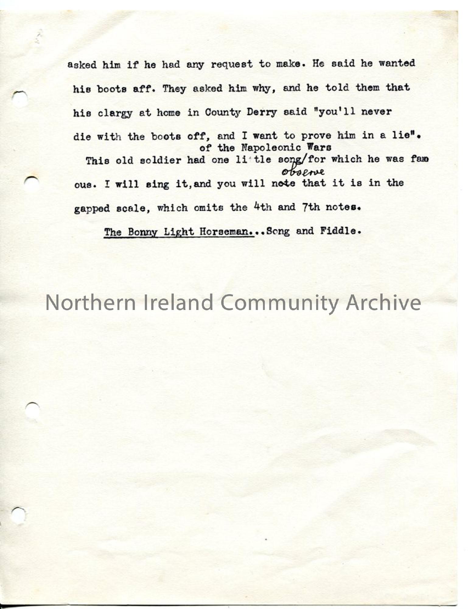 Page 5 of 8: ‘Folk Recital’. Belfast 6th October 1926′