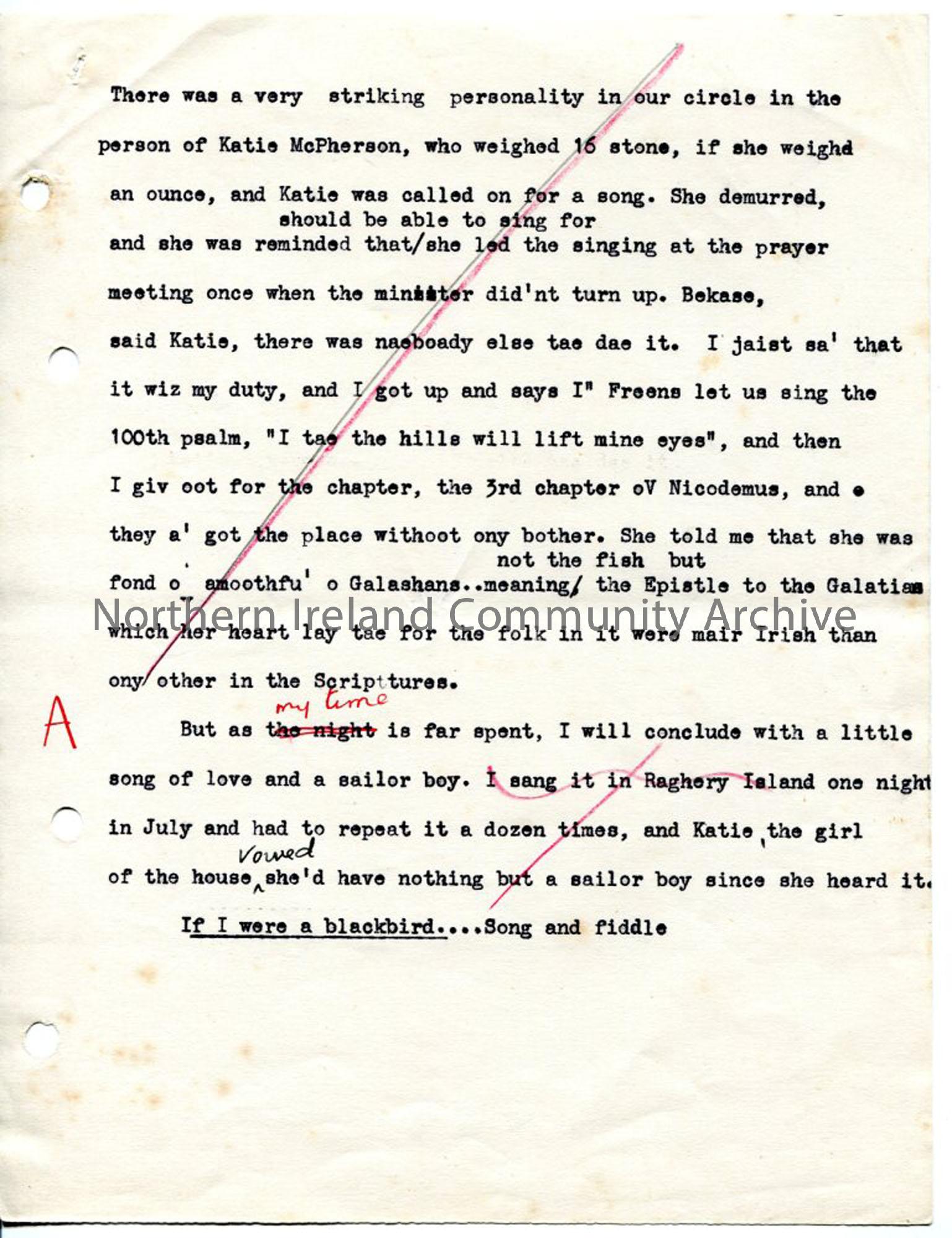 Page 8 of 8: ‘Folk Recital’. Belfast 6th October 1926′