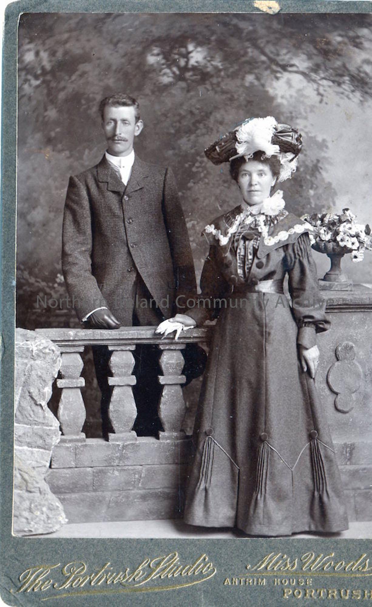 Thomas Moore and Elizabeth Mayberry on their wedding day, c1907