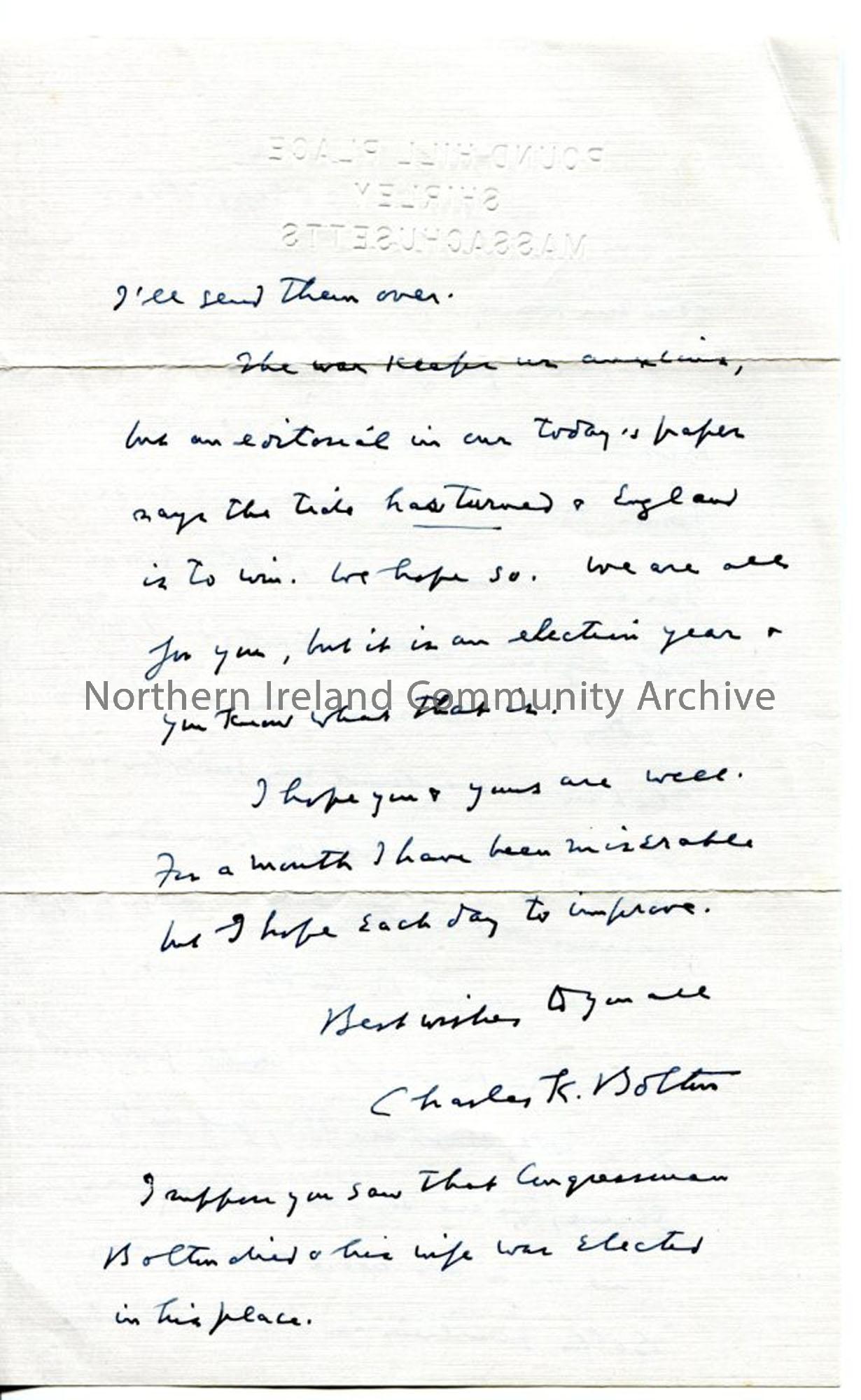 Page 2 of 2: Letter from Charles K Bolton, dated 25.9.1940