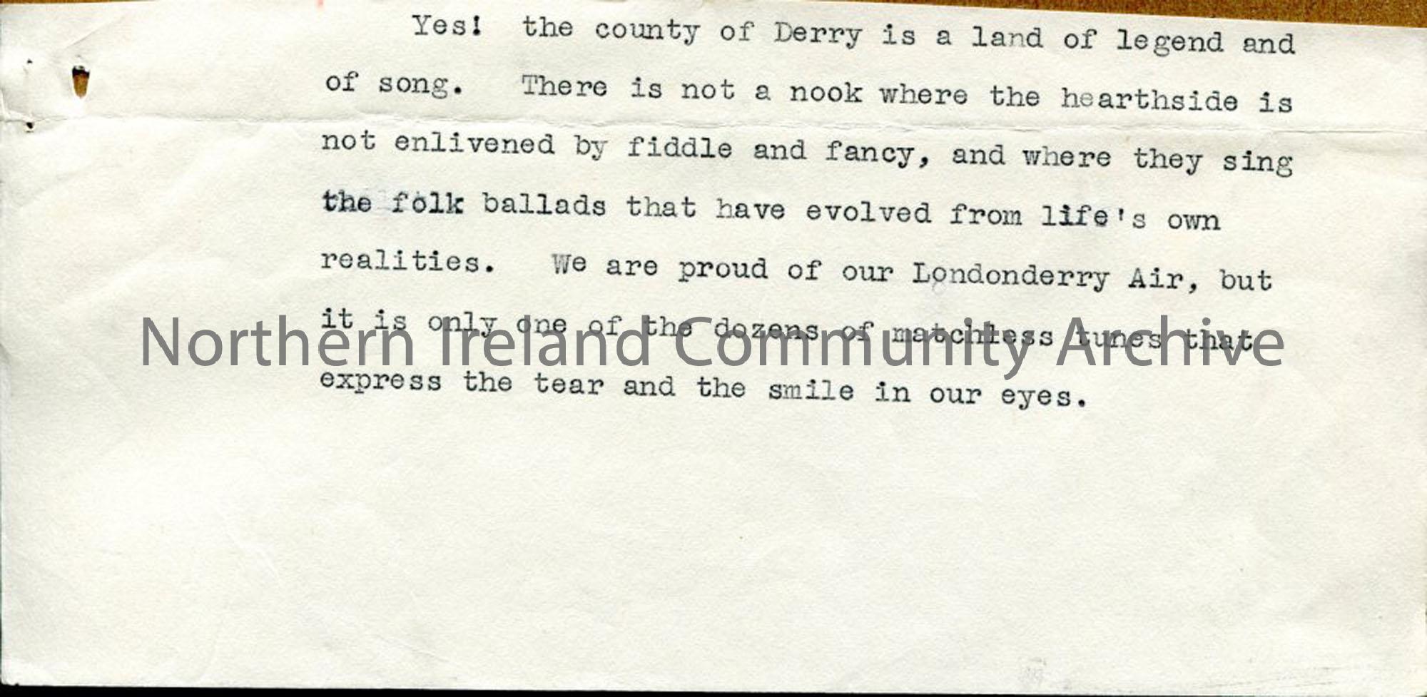 Page 9 of 10: Draft Script for ‘Undiscovered Ulster – County Londonderry’