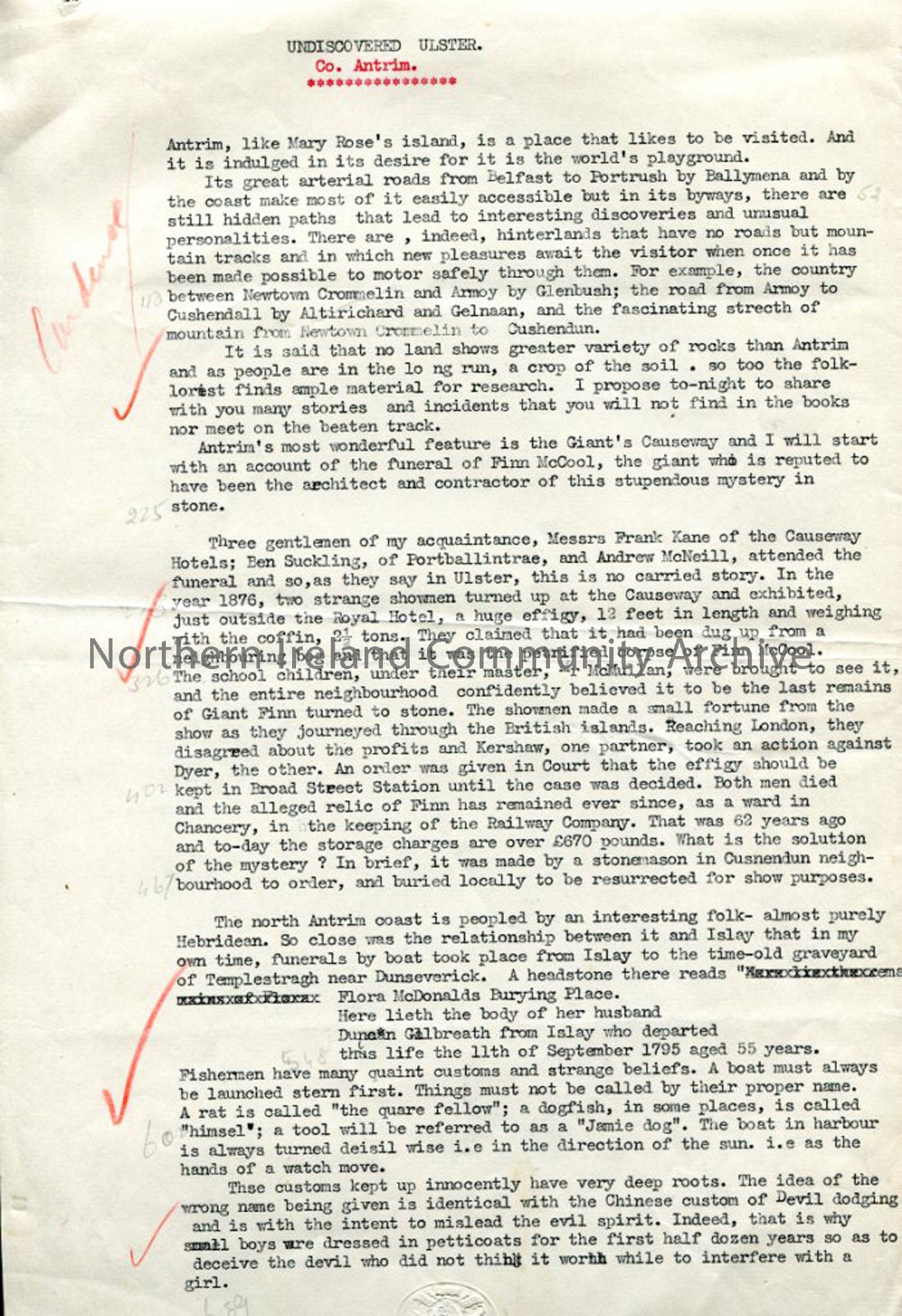 Page 1 of 13 – Script – ‘Undiscovered Ulster – Co. Antrim’