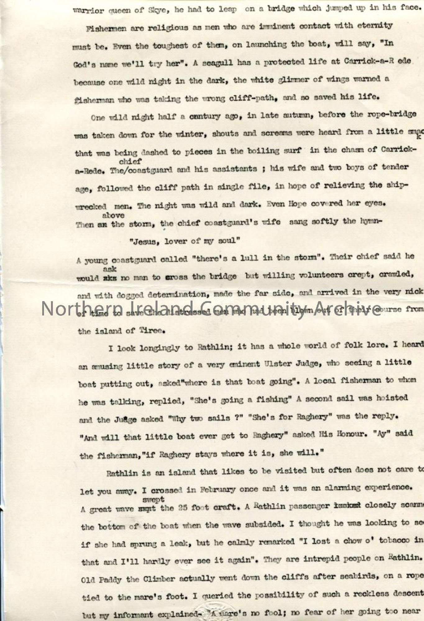 Page 6 of 13 – Script – ‘Undiscovered Ulster – Co. Antrim’