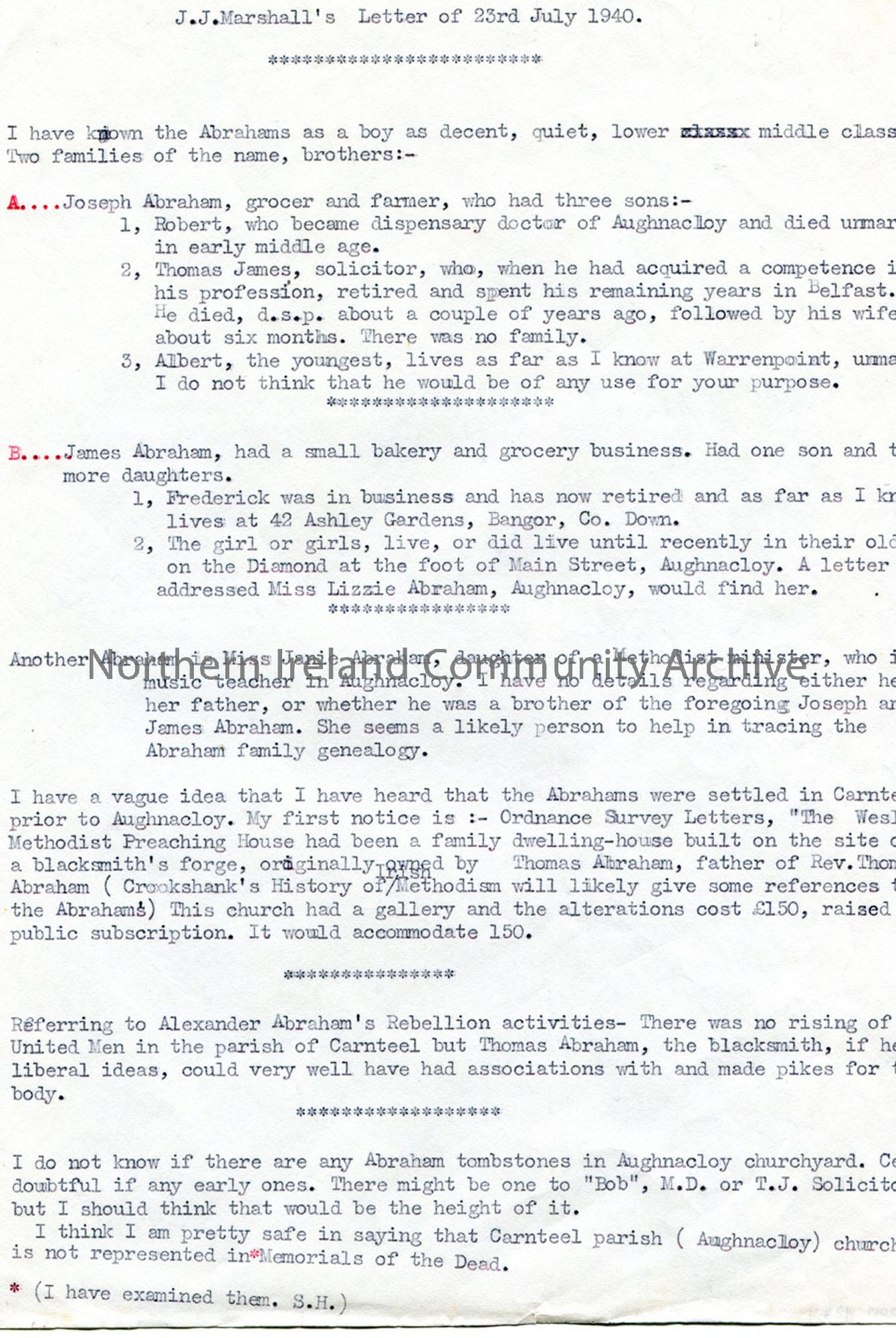 Letter from J. J. Marshall 23.7.1940 (1)