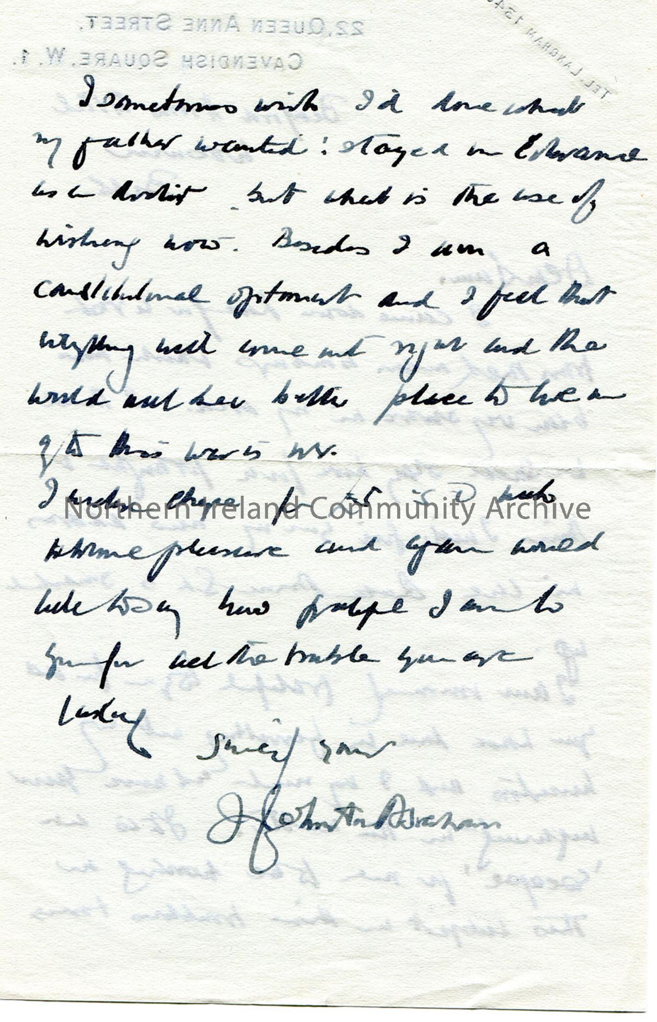 Letter from James Johnston Abraham 1940 (2)