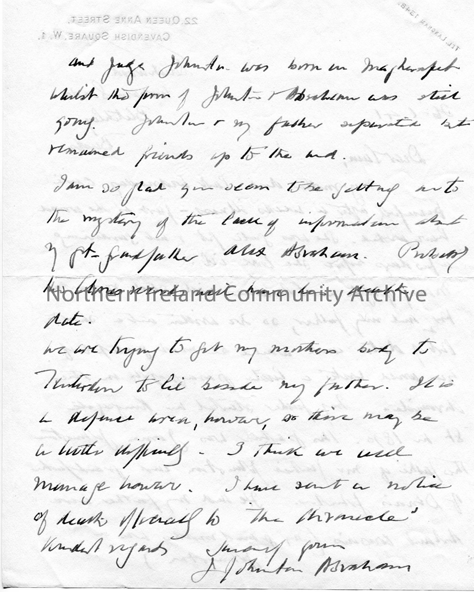 Letter from James Johnston Abraham 26.1.1941 (2)