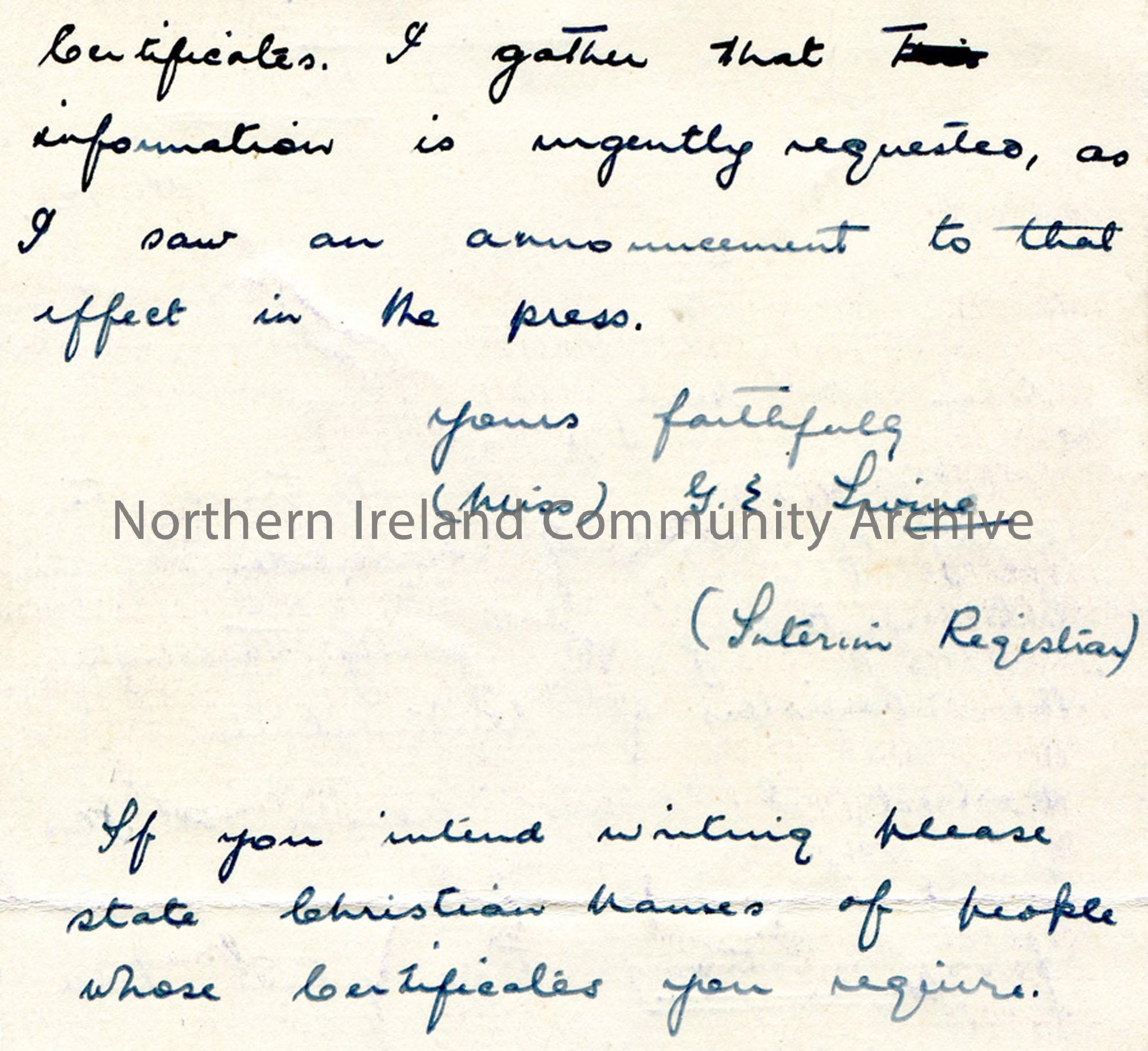Letter from Miss G E Irvine 6.11.1943 (2)