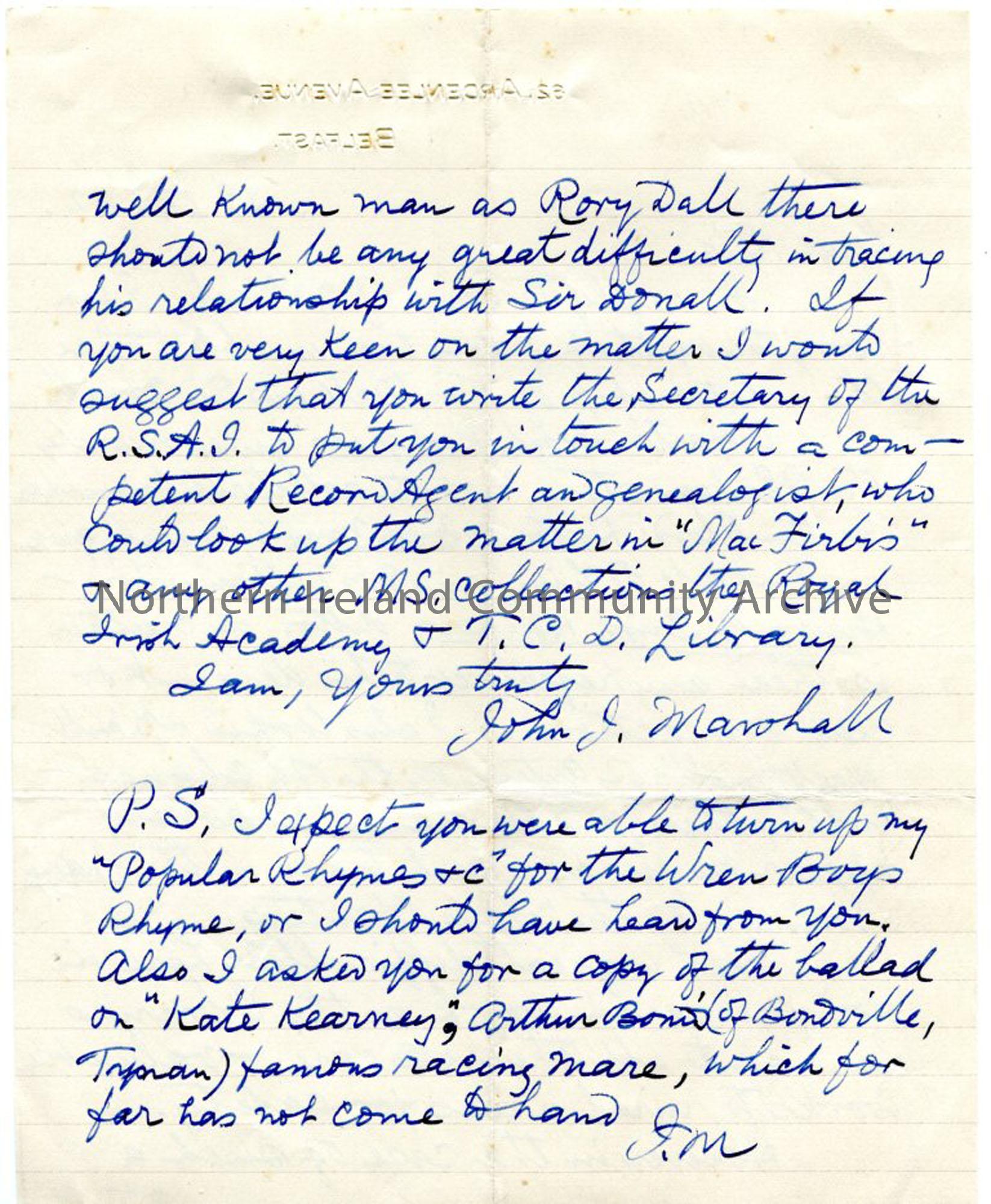 Page two of two – letter from John Marshall