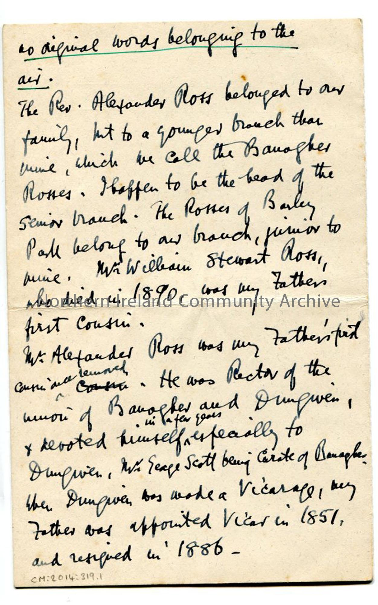 Page three of letter from Rev Trelawney-Ross, dated 15.8.1928