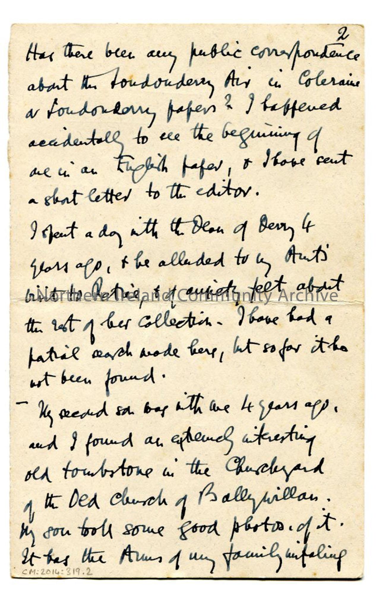 Page four of letter from Rev Trelawney-Ross, dated 15.8.1928