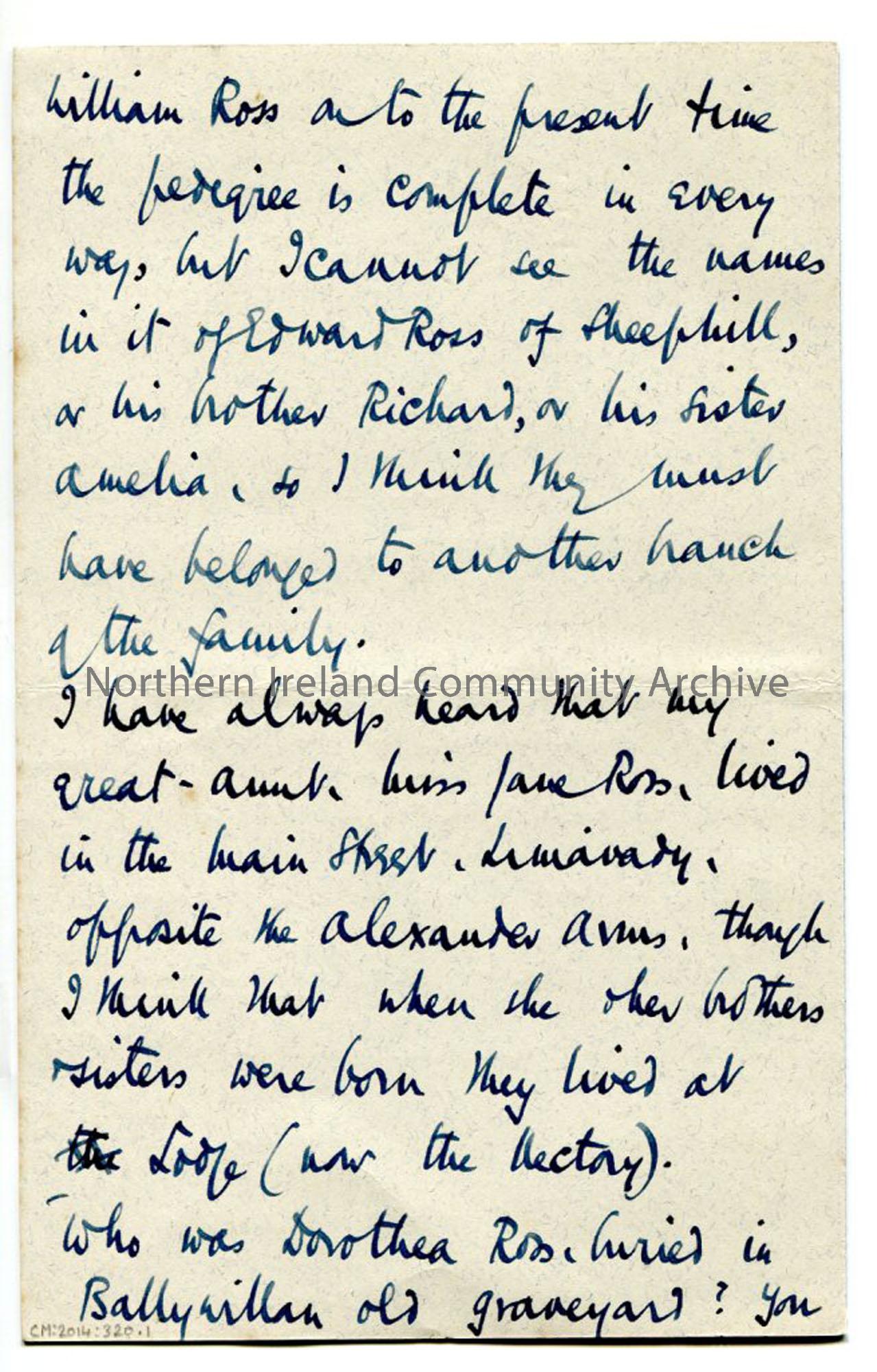 Page three of letter from Rev Trelawney-Ross, 25.9.1942