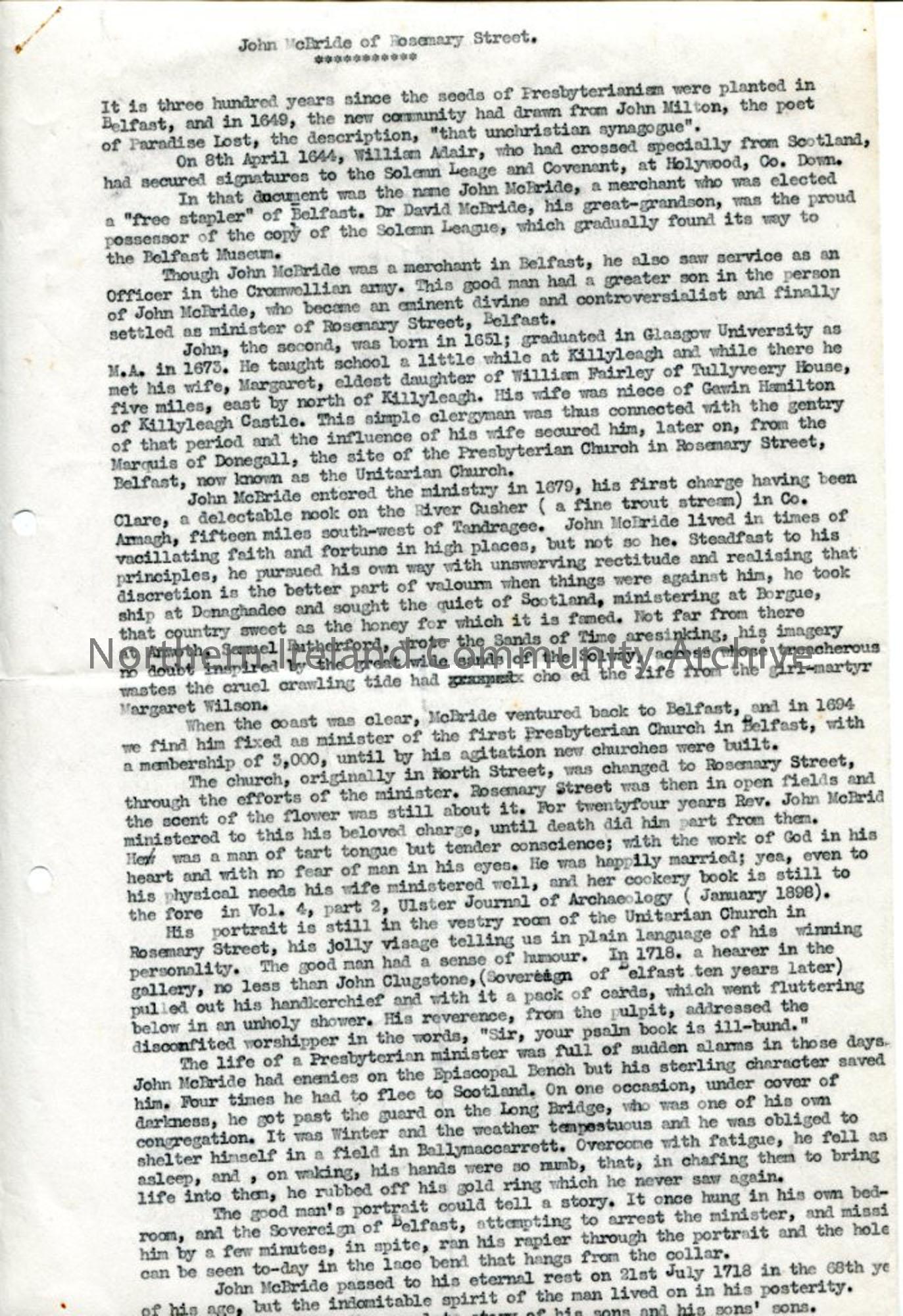 Page 1 of 2: Typed Script on John McBride