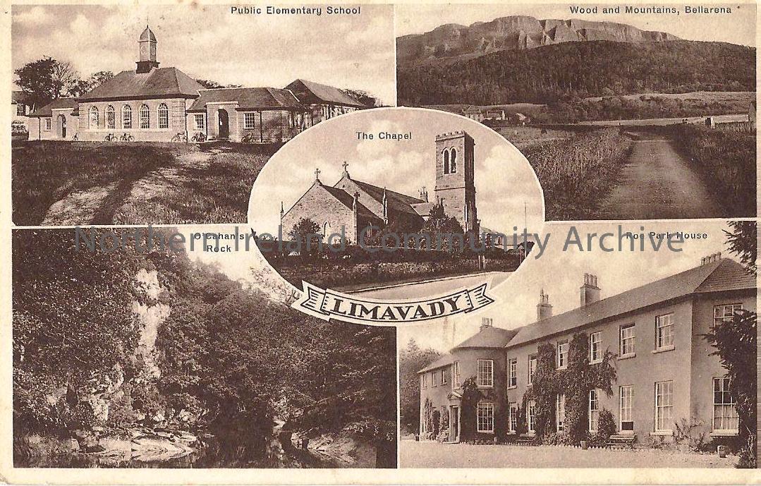 Public Elementary School, Wood and Mountatins, Bellarena, Roe Park House, O’Cahan’s Rock and Roe Park House, Limavady