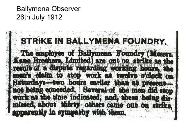 “Strike in Ballymena Foundry”