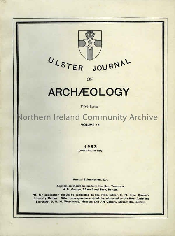 book titled, Ulster Journal of Archaeology. Third Series Volume 16.1953 (5278)