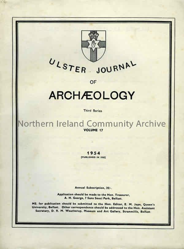 book titled, Ulster Journal of Archaeology. Third Series Volume 17.1954 (4641)