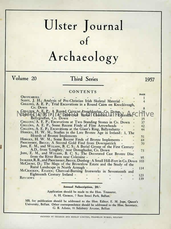 book titled, Ulster Journal of Archaeology. Third Series Volume 20.1957 (4749)