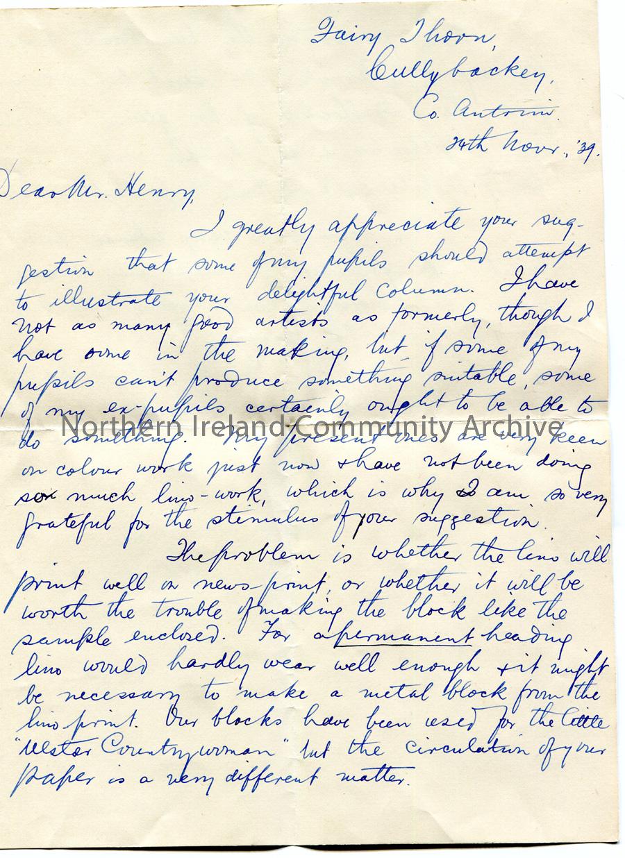 Letter from R L Russell, 24.11.1939