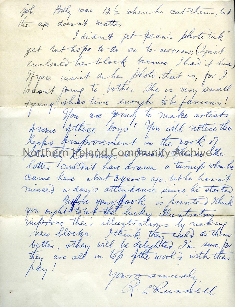 Letter from R L Russell, 12.2.1940 (2)