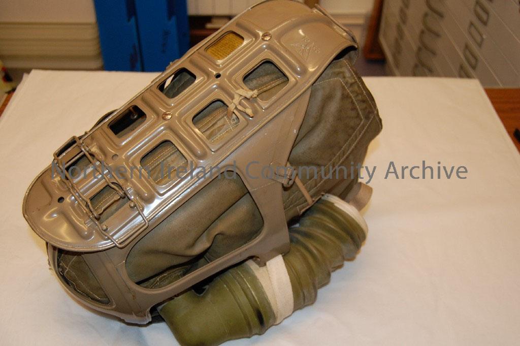 Gas mask for a baby, World War II, with original cardboard box packaging – 2007.137 (1)