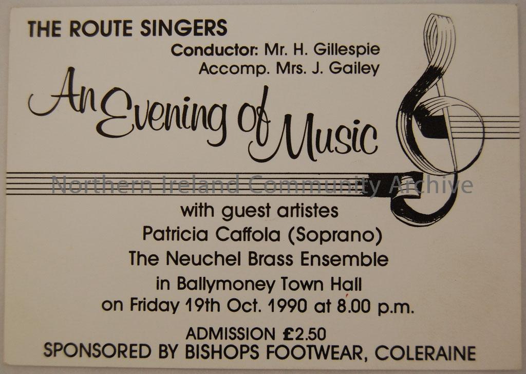 Three Evening of music with Route singers programmes with one ticket enclosed. – 2010.420 (1)