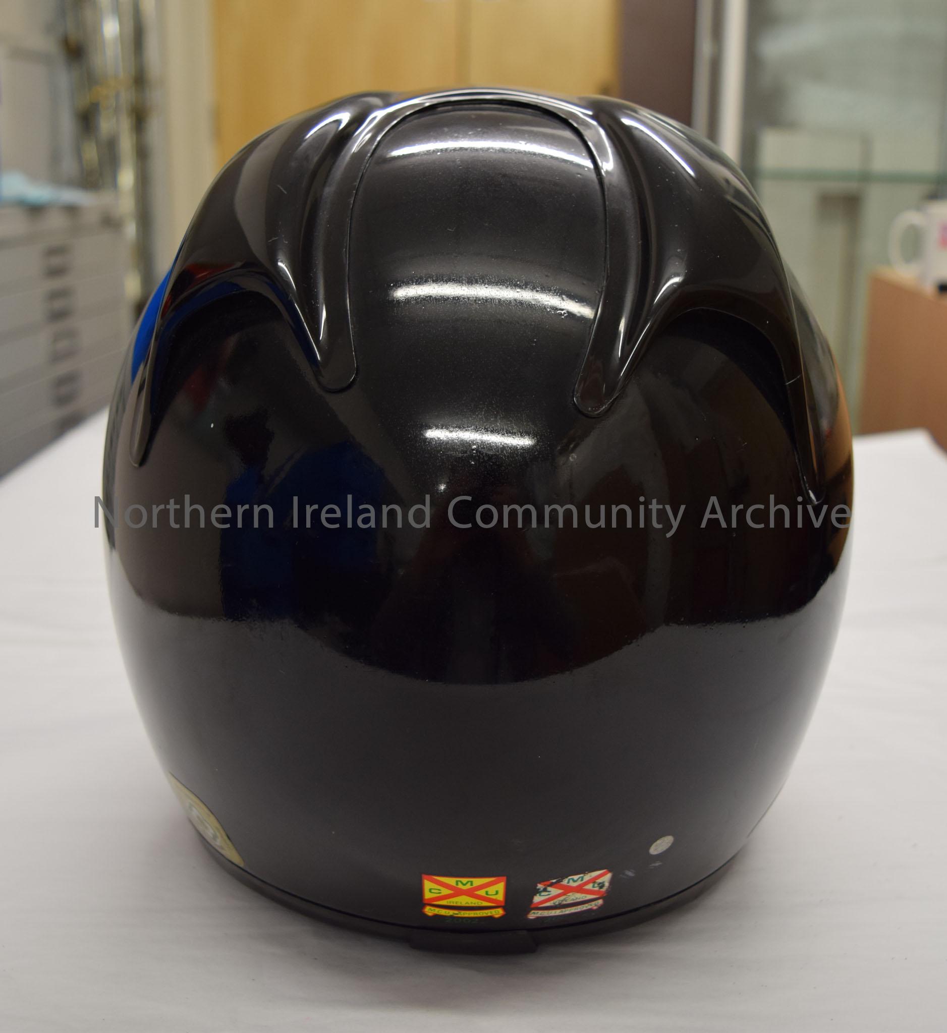 AGV motorcycle helmet belonging to Philip Drennan. Plain black  – 2016.5 (4)