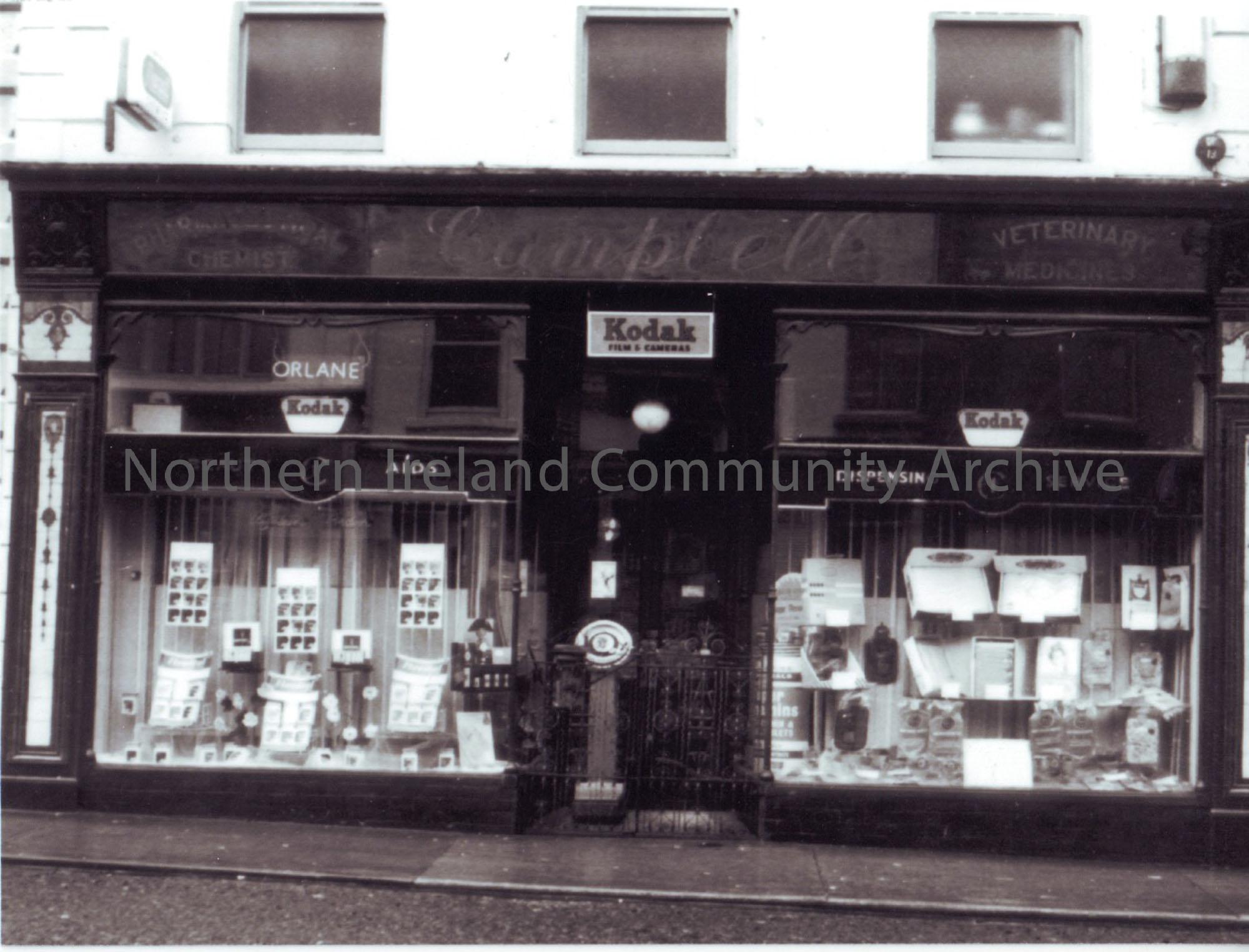 View of shop front, Campbell’s Chemist