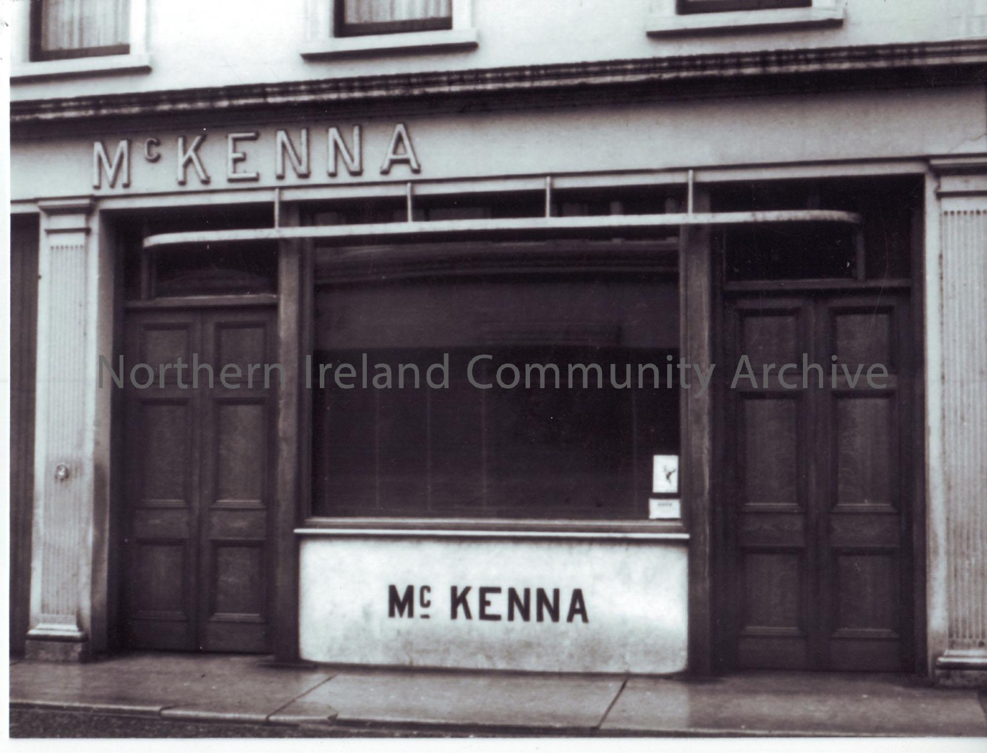 View of shop front, McKenna, Butchers