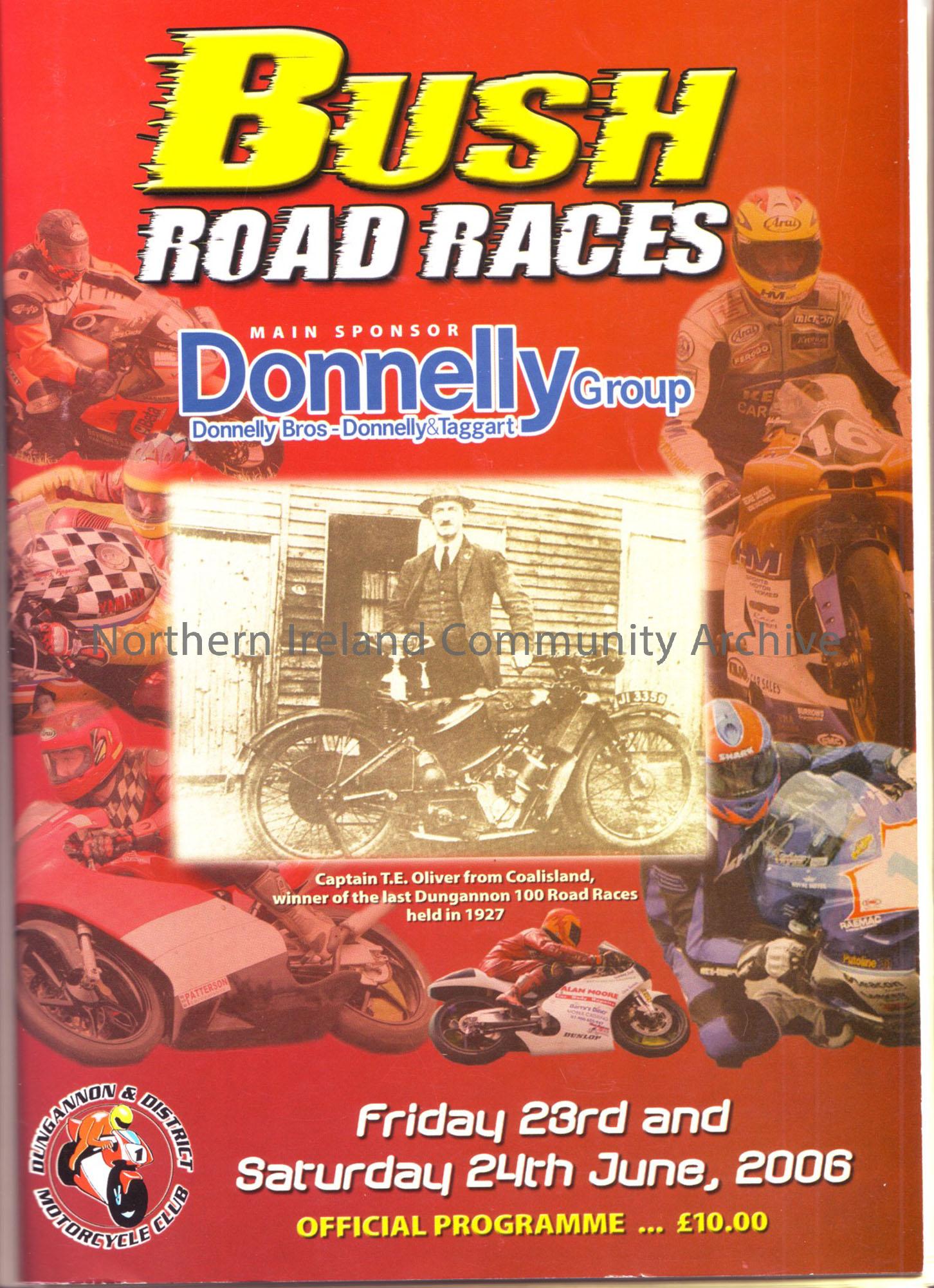Bush Road Races official programme, Friday 23rd and Saturday 24th June, 2006. Score sheets included inside