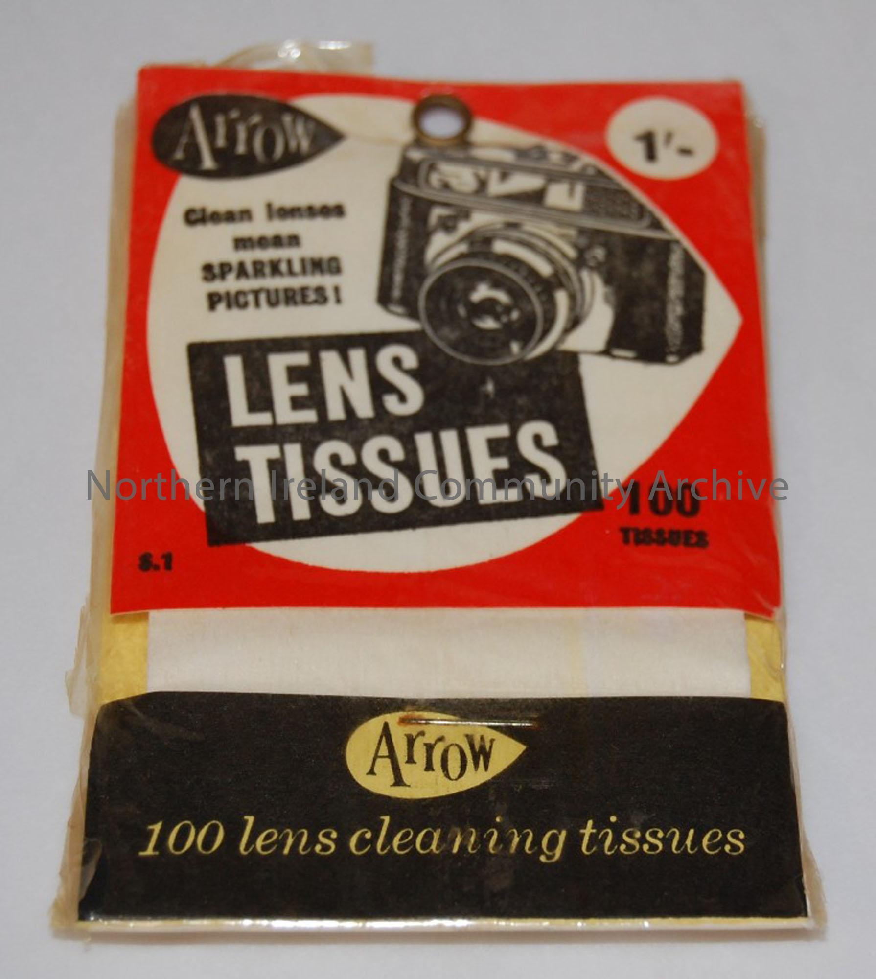 unopened packet of lens tissues. 100 tissues.