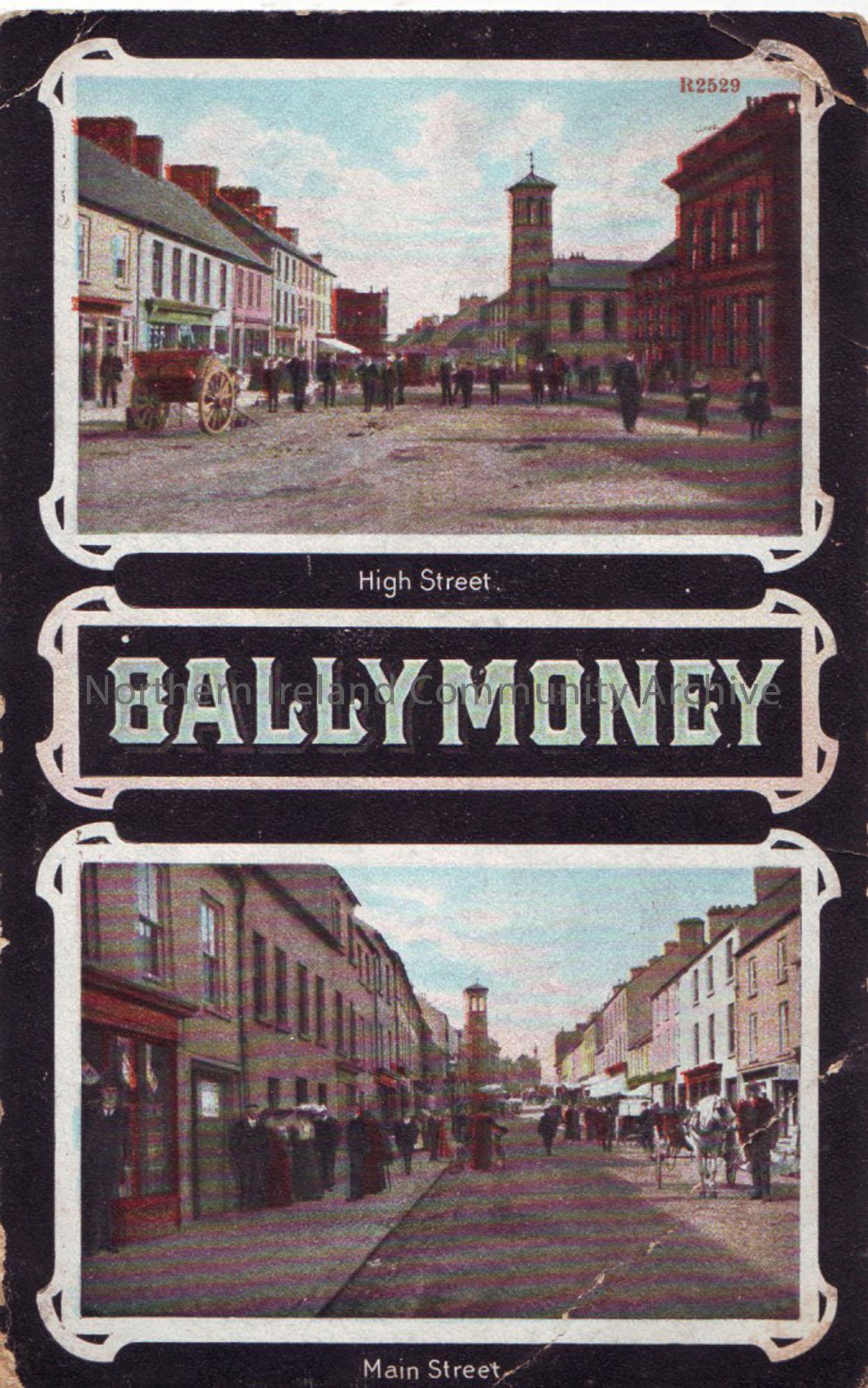 High Street, Ballymoney. Two photographs on black background