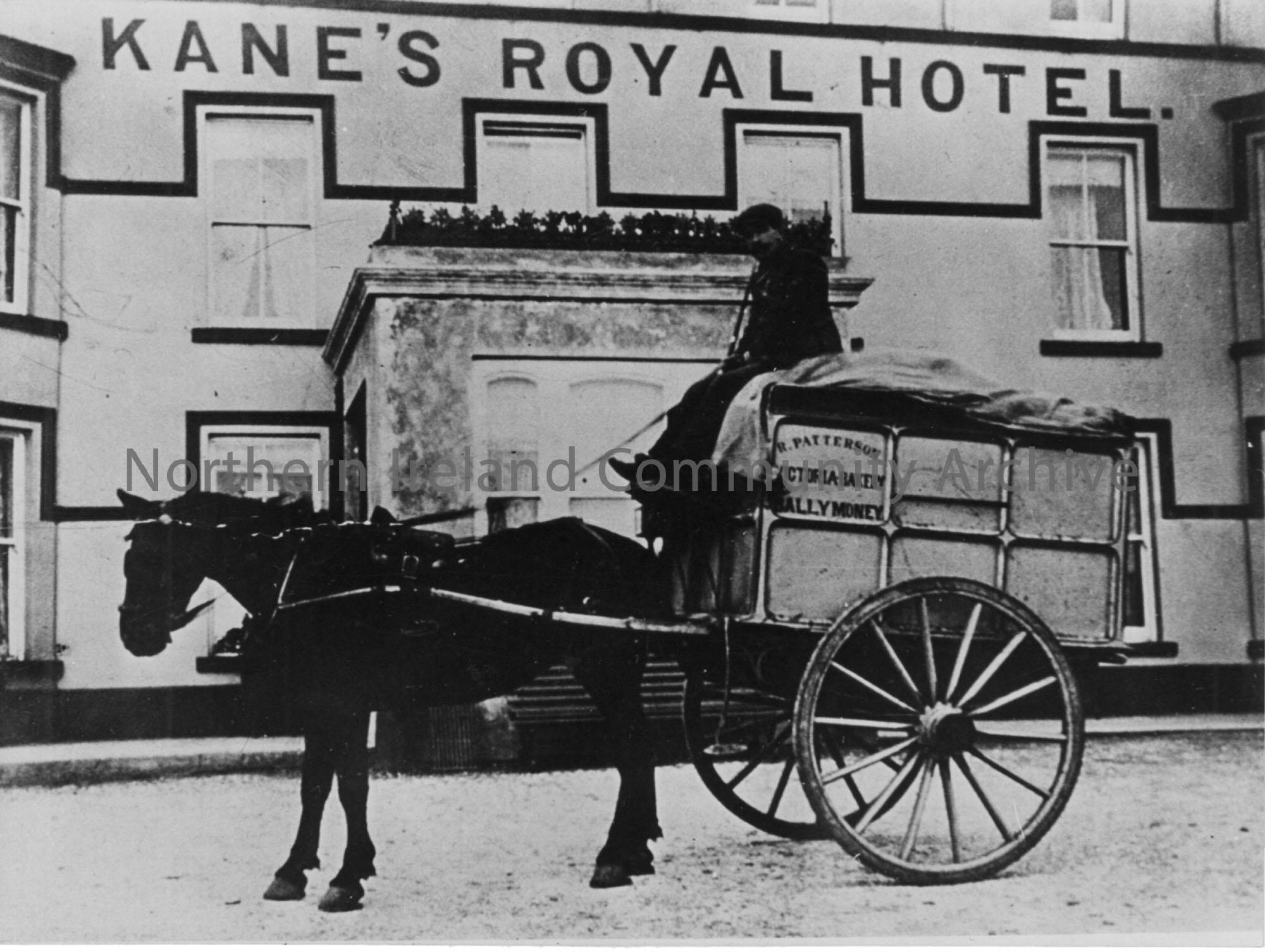Horse drawn bakery van with Driver from Patterson’s Bakery in Victoria St, Ballymoney