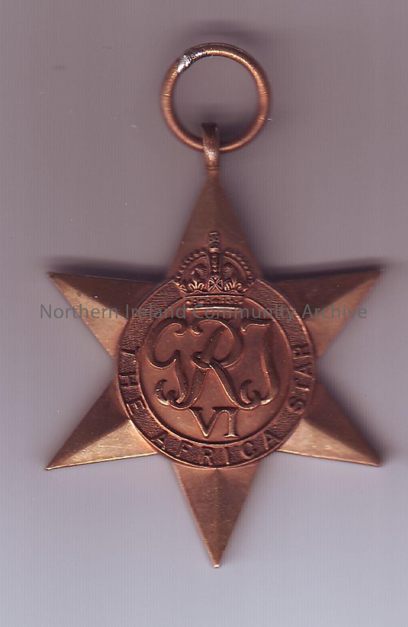World War Two medal, the Africa Star, awarded to Sgt James Tweed