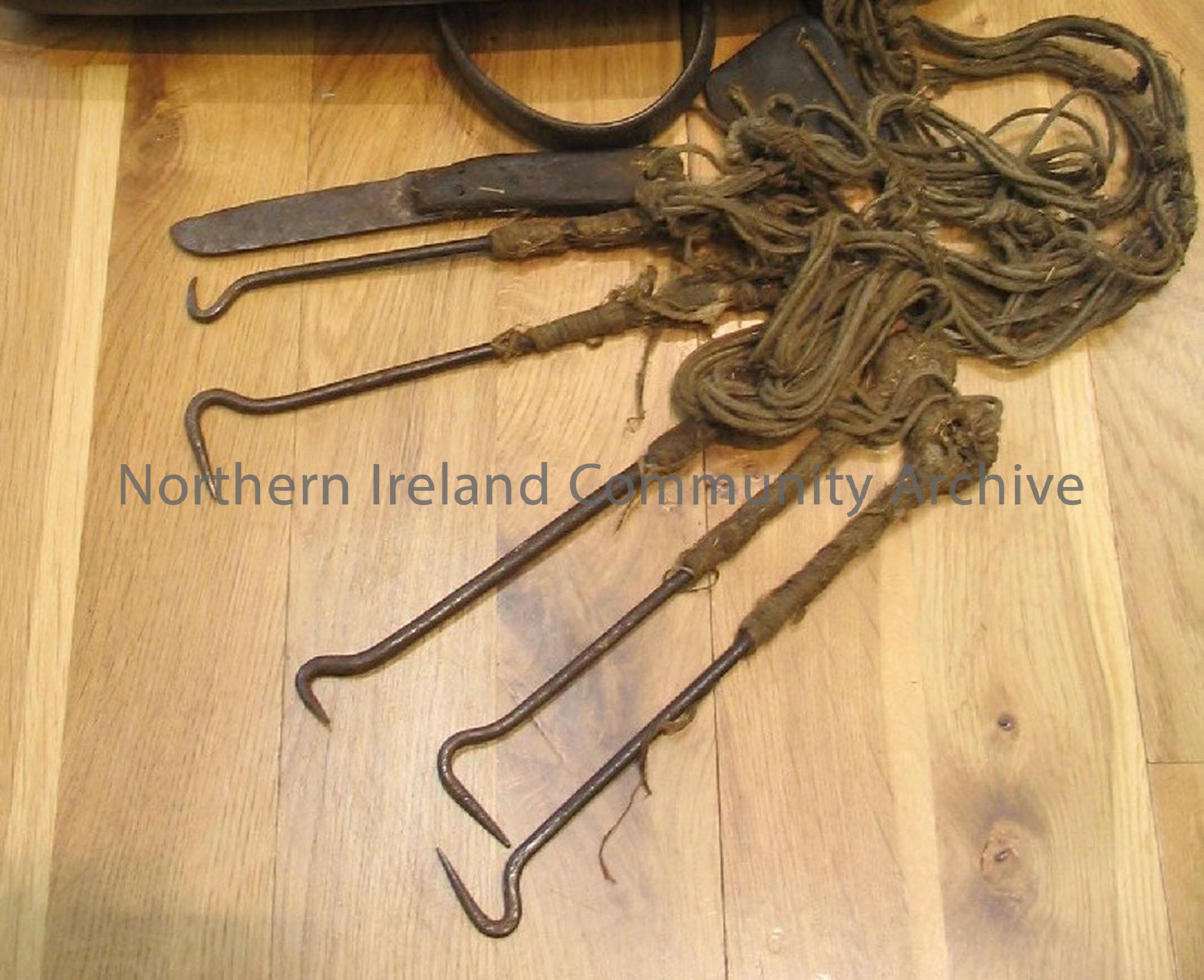 Set of spinning tools from Balnamore Mill, used by donor when she worked there