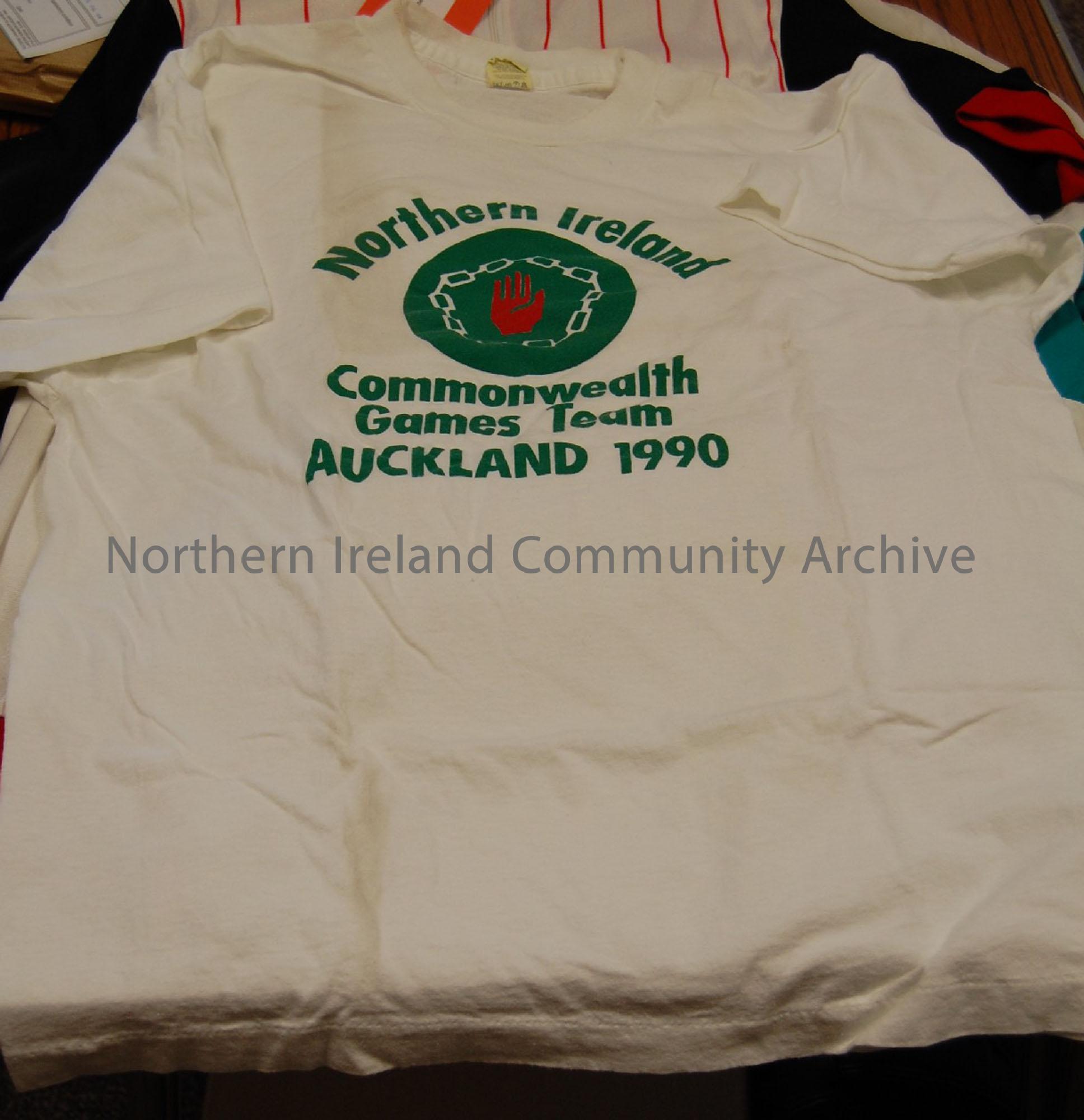 Ballymoney and District Cycle Club t-shirt. Worn during Commonwealth Games, 1990.