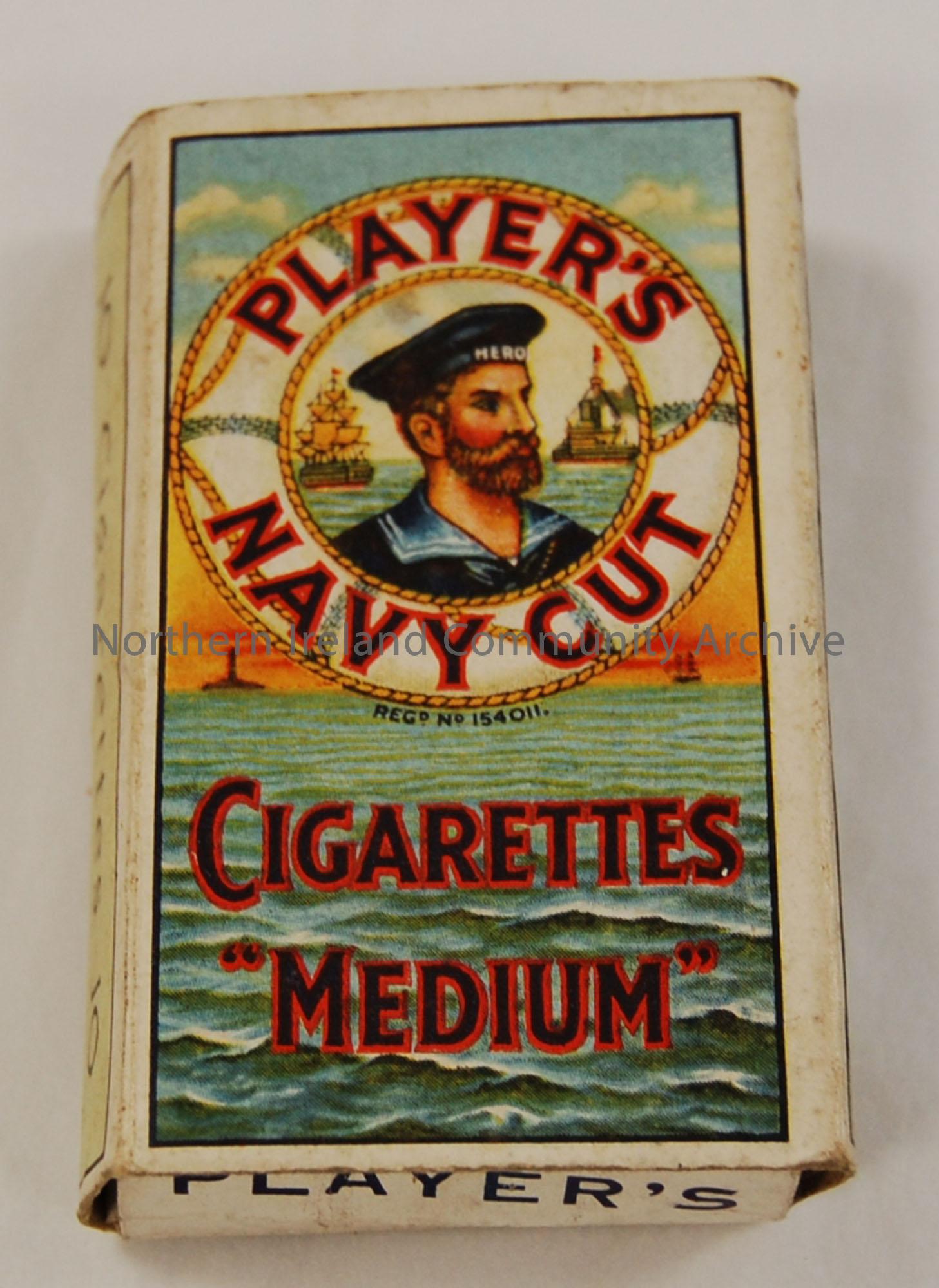 Player’s Navy cut cigarettes ‘medium’ Produced by John Player & Sons. Made in England.