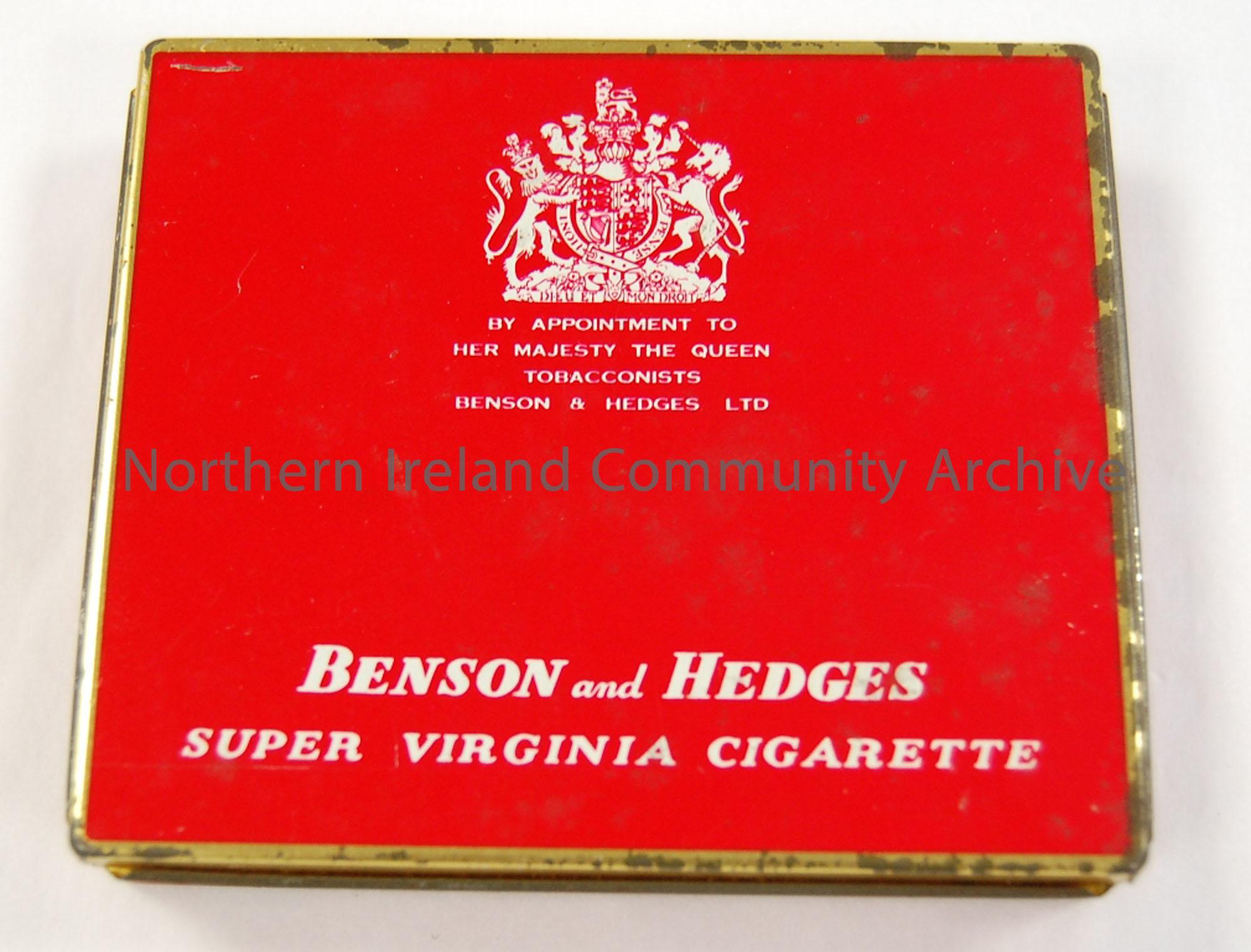 Benson and Hedges super Virginia cigarette box.