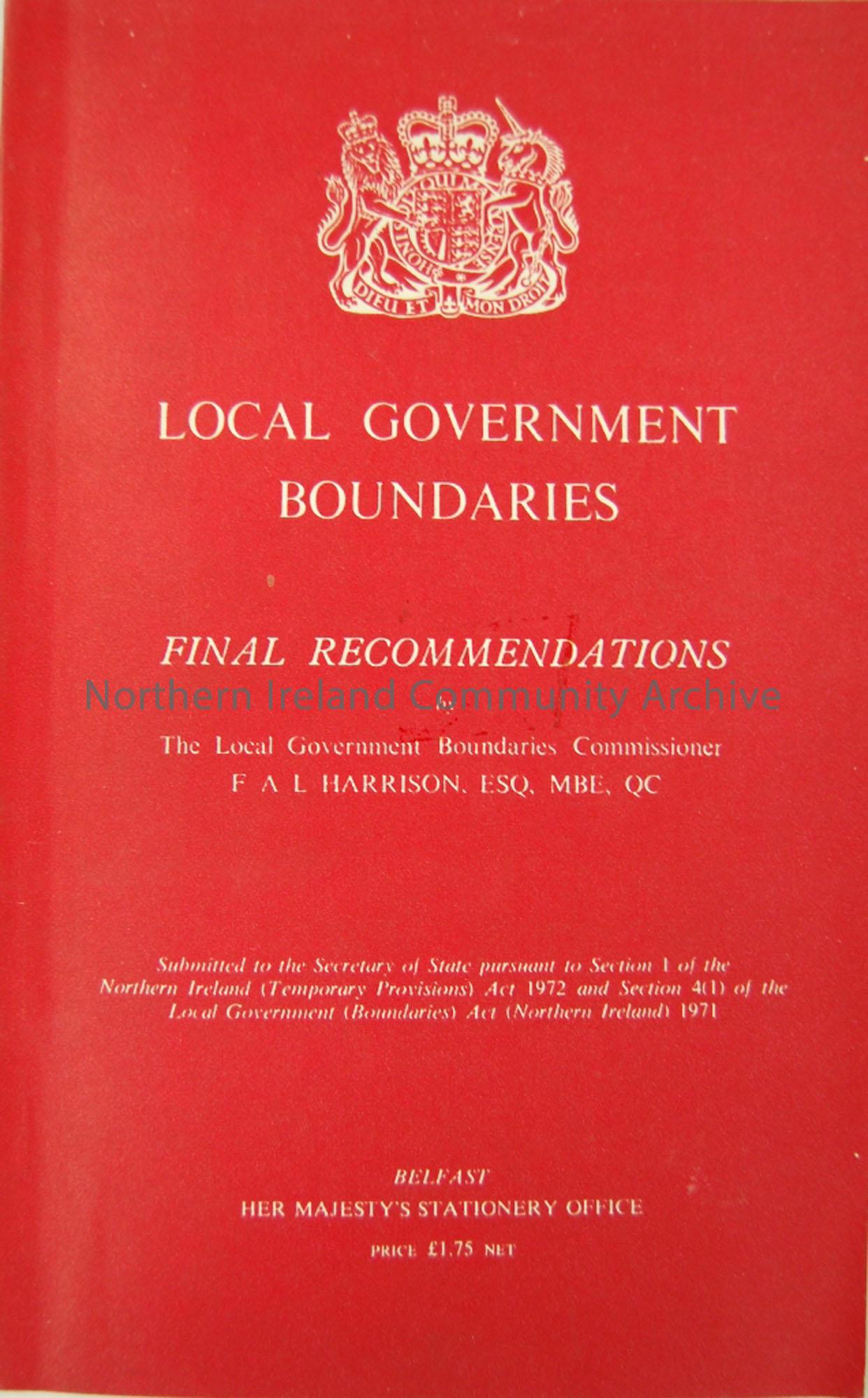 Local Government Boundaries report 1972.